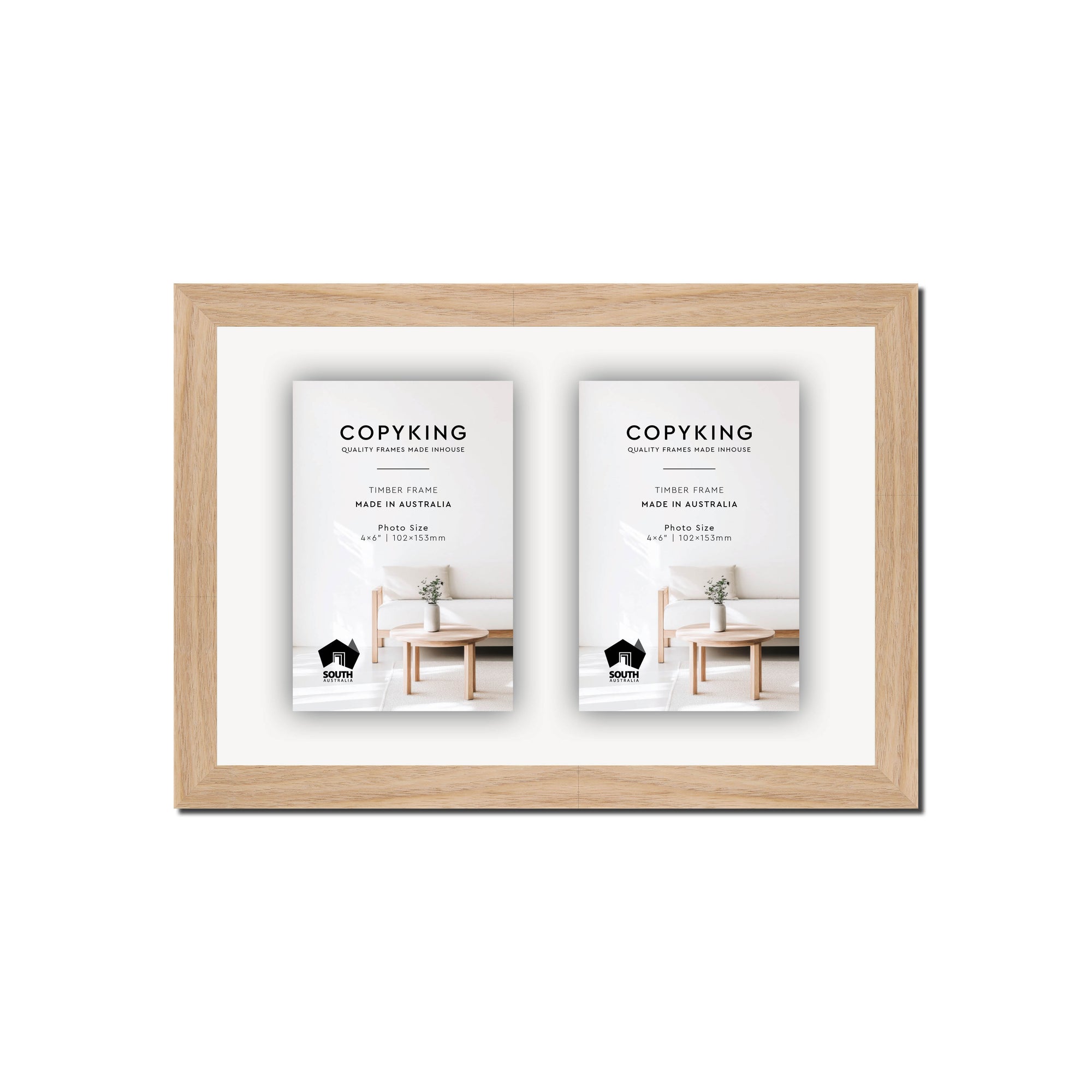 Australian Oak 20mm Wood Collage Photo Frame - 8" x 12" - 2 Photos (4" x 6")