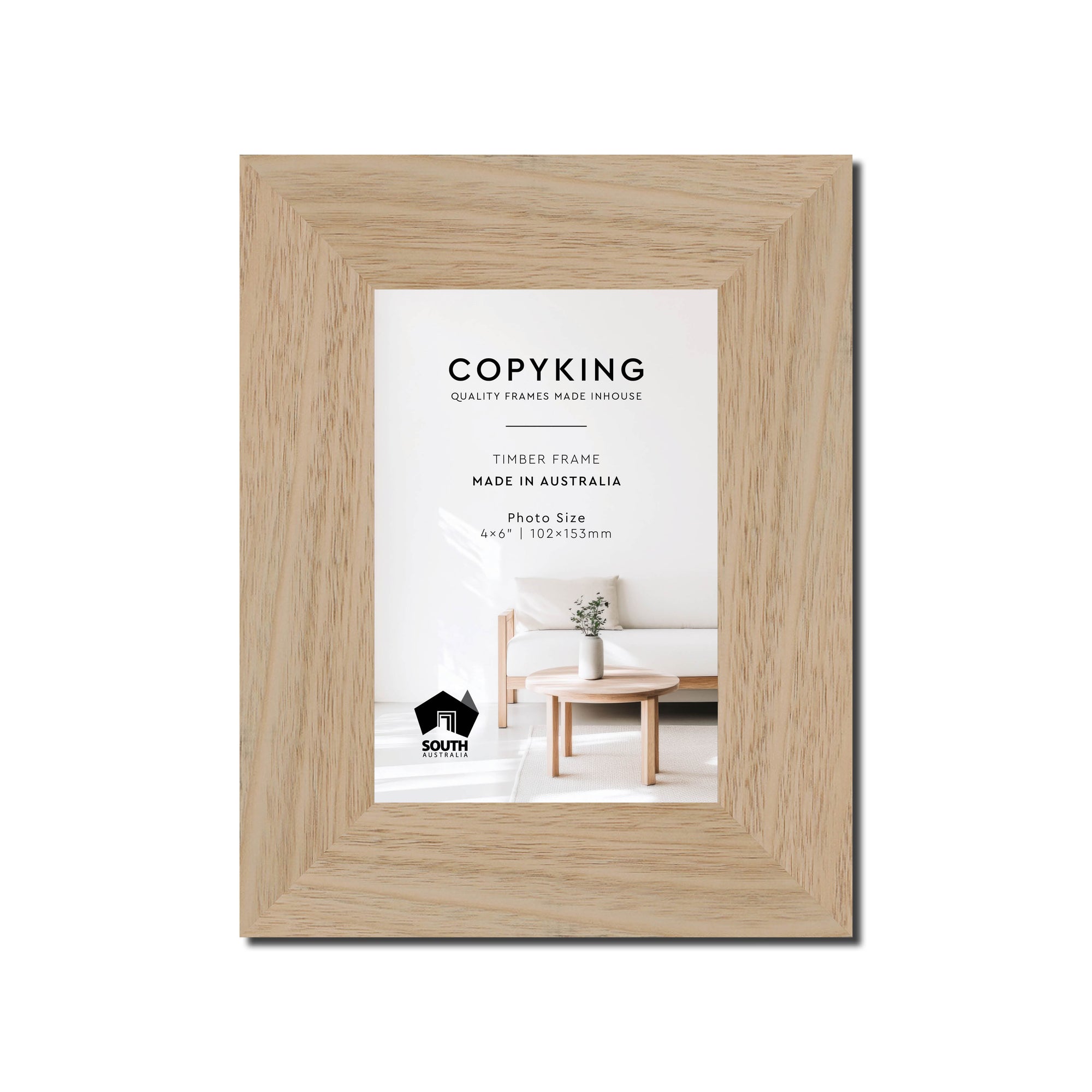Australian Oak 40mm Wood Photo Frame - 4" x 6" (102mm x 153mm)
