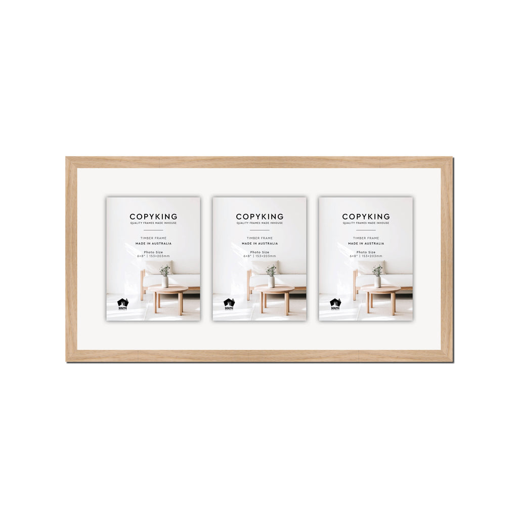 Australian Oak 20mm Wood Collage Photo Frame - 12" x 24" - 3 Photos (6" x 8")