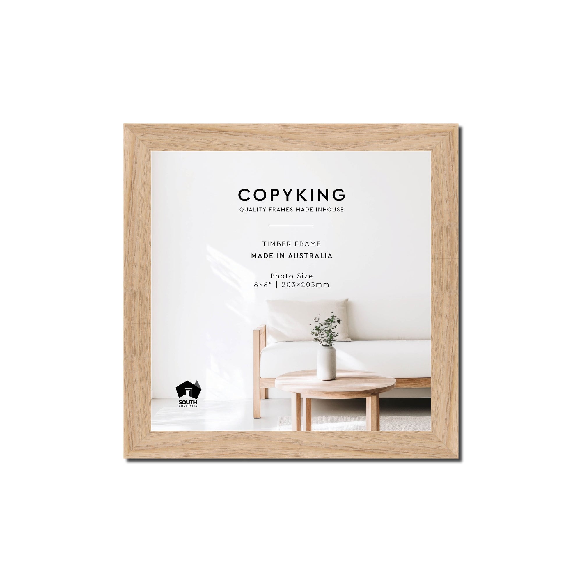 Australian Oak 20mm Wood Square Photo Frame - 8" x 8" (203mm x 203mm)