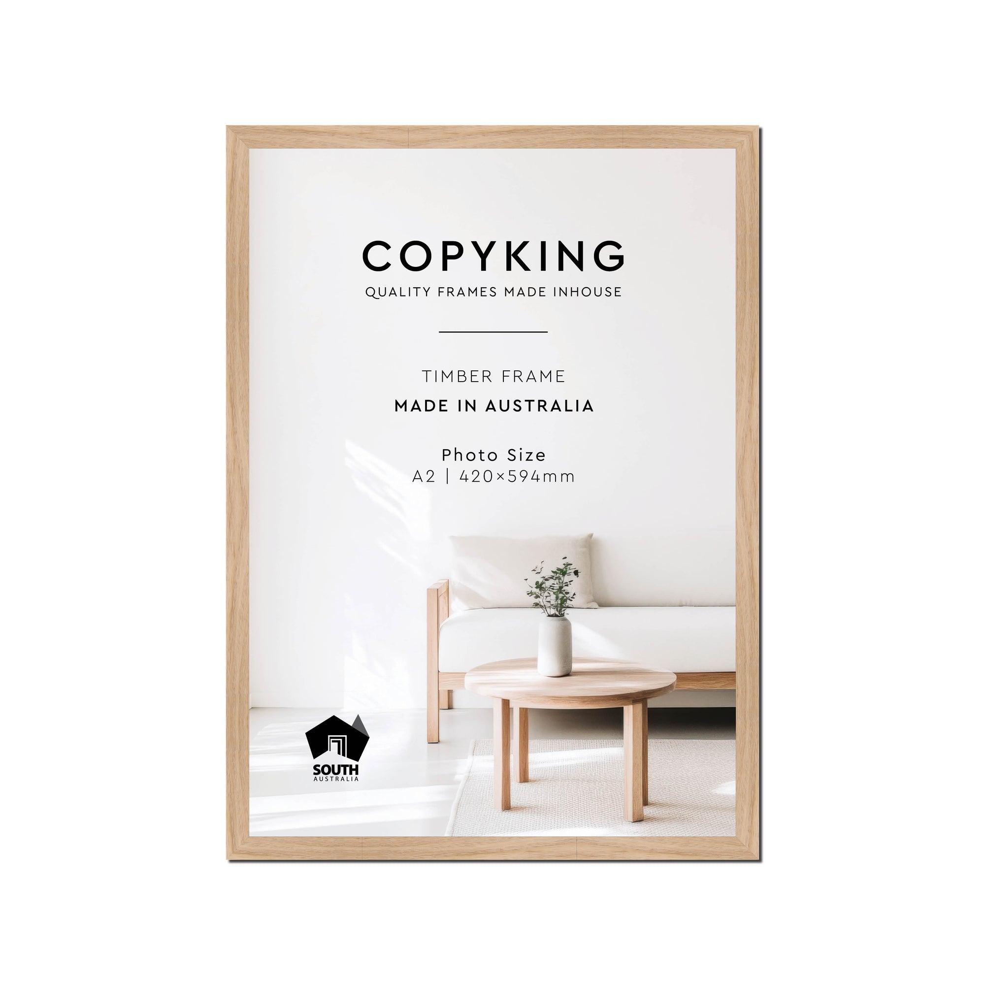 Australian Oak 20mm Wood Poster Frame - A2 (420mm x 594mm)