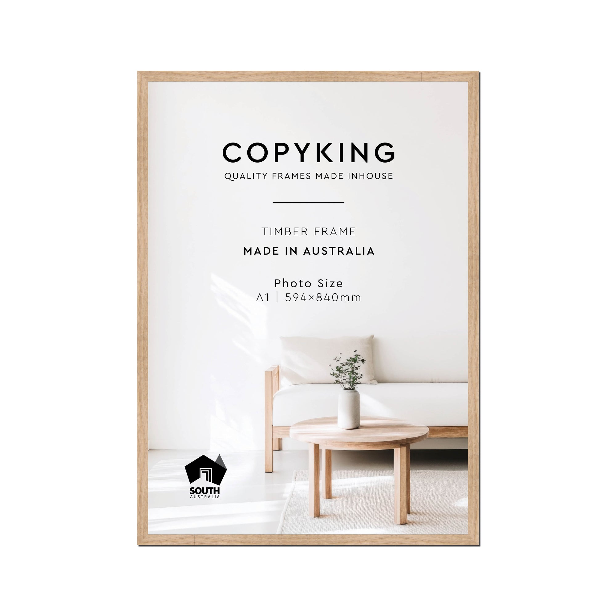 Australian Oak 20mm Wood Poster Frame - A1 (594mm x 840mm)