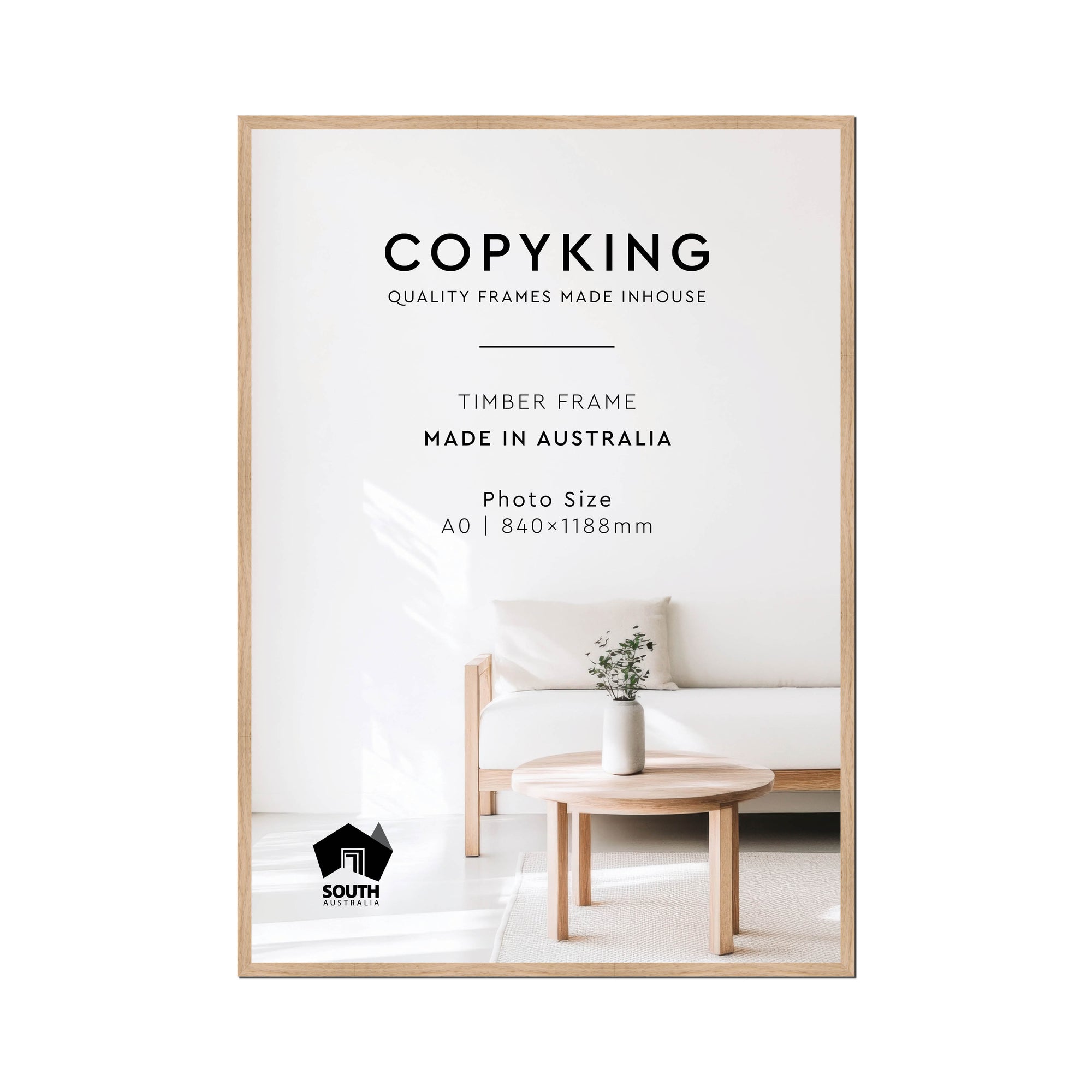 Australian Oak 20mm Wood Poster Frame - A0 (840mm x 1188mm)