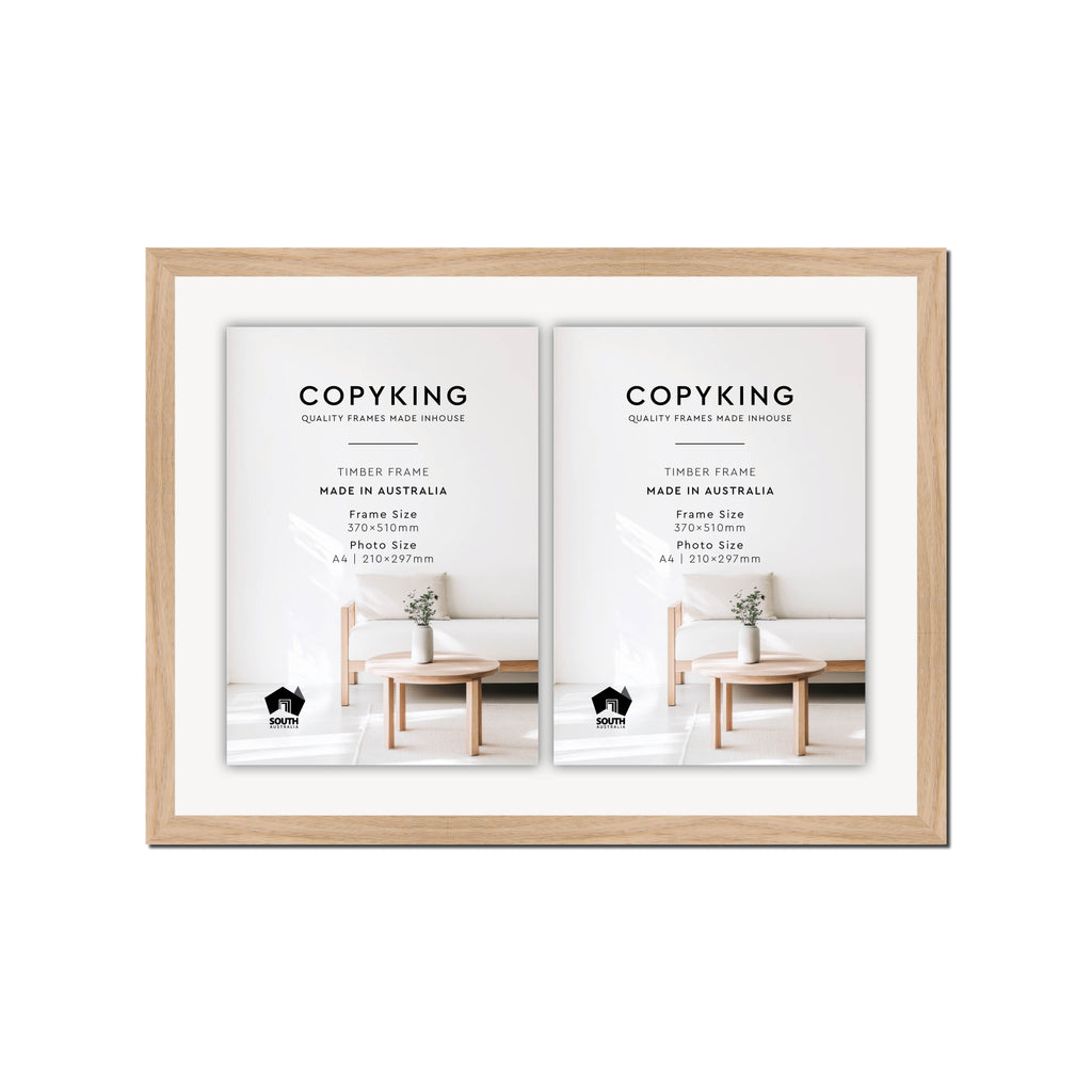 Australian Oak 20mm Wood Certificate Frame - 370mm x 510mm - 2 Certificates (A4)