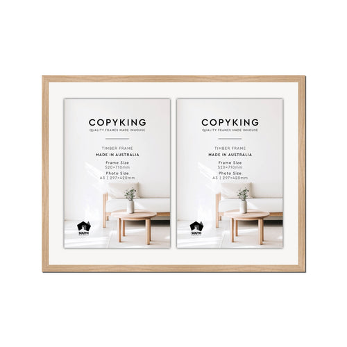 Australian Oak 20mm Wood Certificate Frame - 520mm x 710mm - 2 Certificates (A3)