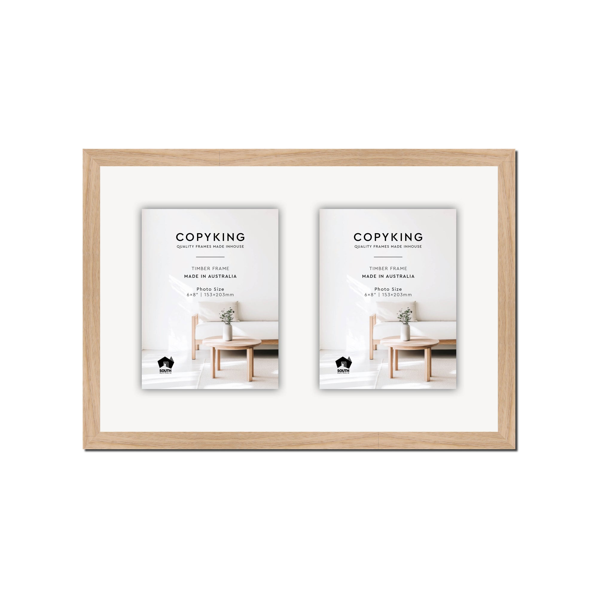 Australian Oak 20mm Wood Collage Photo Frame - 12" x 18" - 2 Photos (6" x 8")