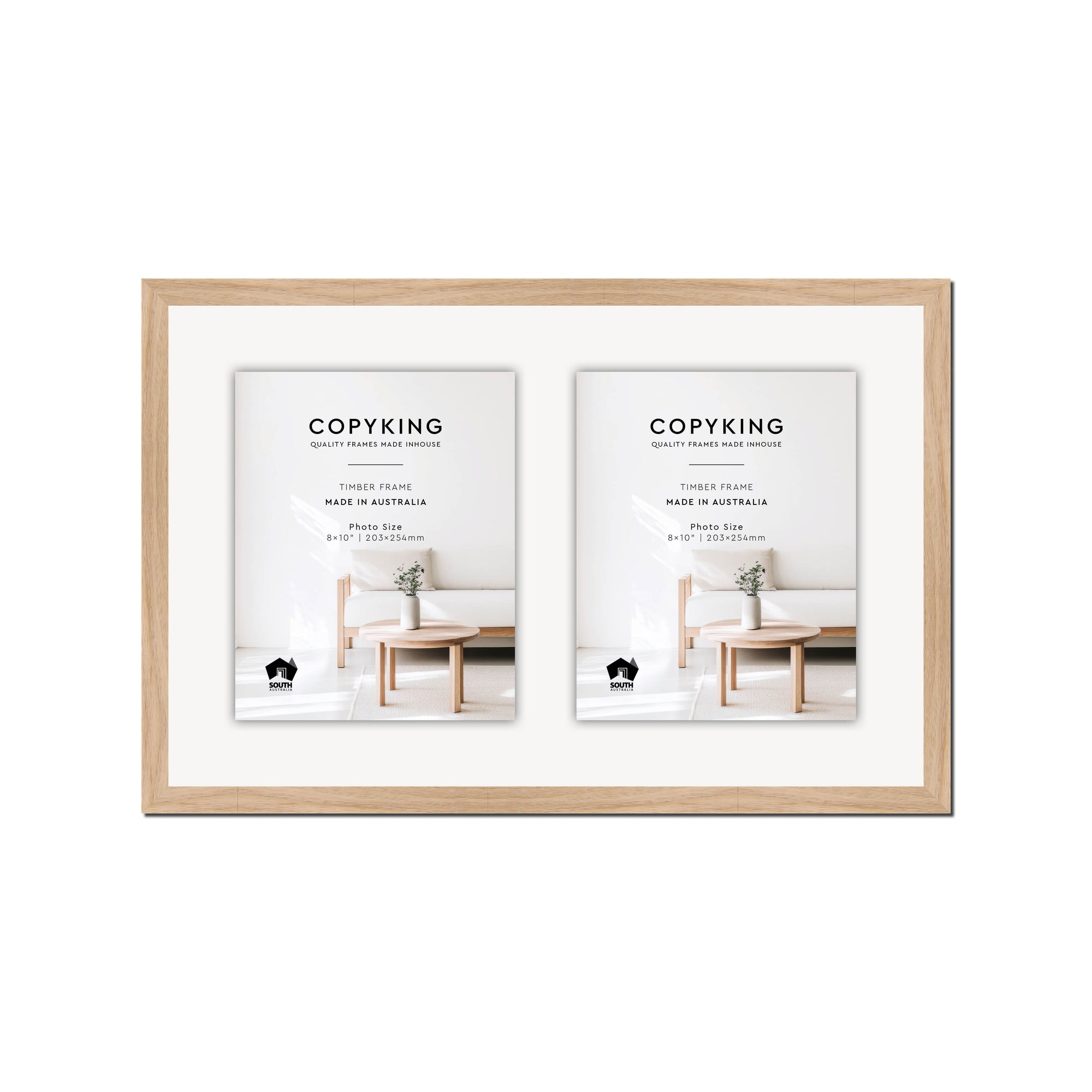 Australian Oak 20mm Wood Collage Photo Frame - 14" x 22" - 2 Photos (8" x 10")