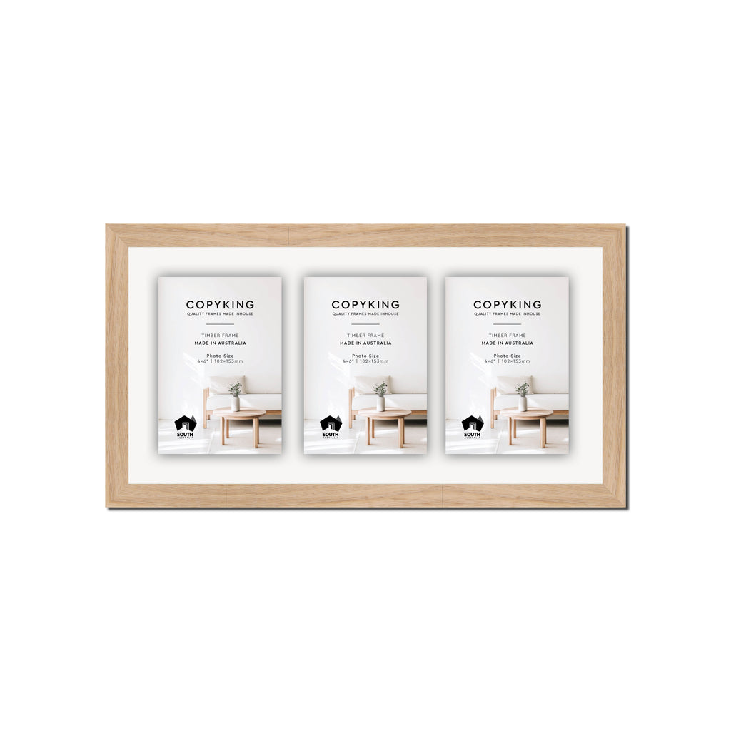 Australian Oak 20mm Wood Collage Photo Frame - 8" x 16" - 3 Photos (4" x 6")