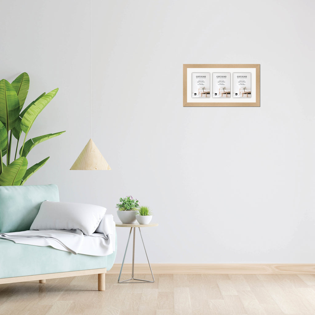 Australian Oak 30mm Wood Collage Photo Frame - 10" x 20" - 3 Photos (5" x 7")