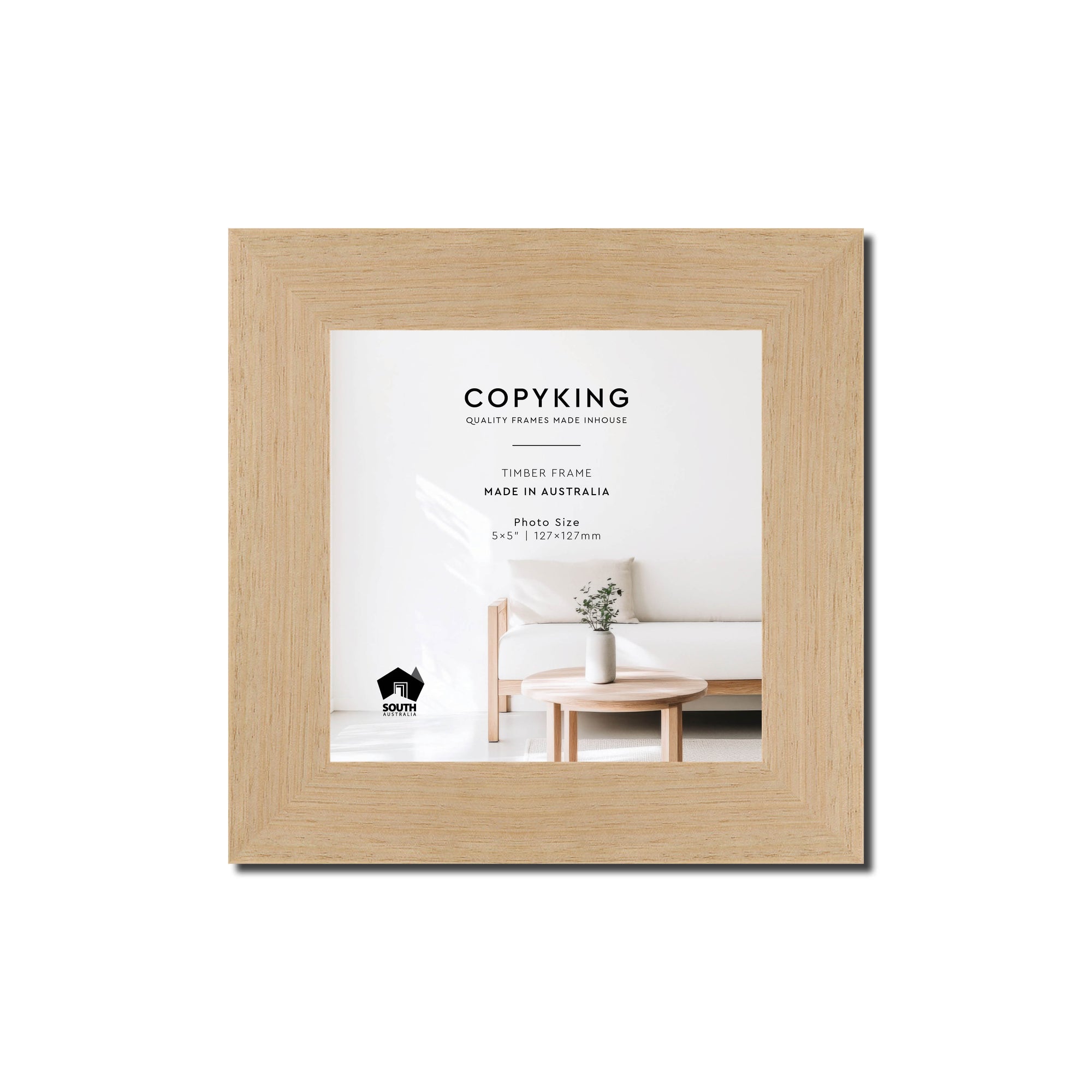 Australian Oak 30mm Wood Square Photo Frame - 5" x 5" (127mm x 127mm)