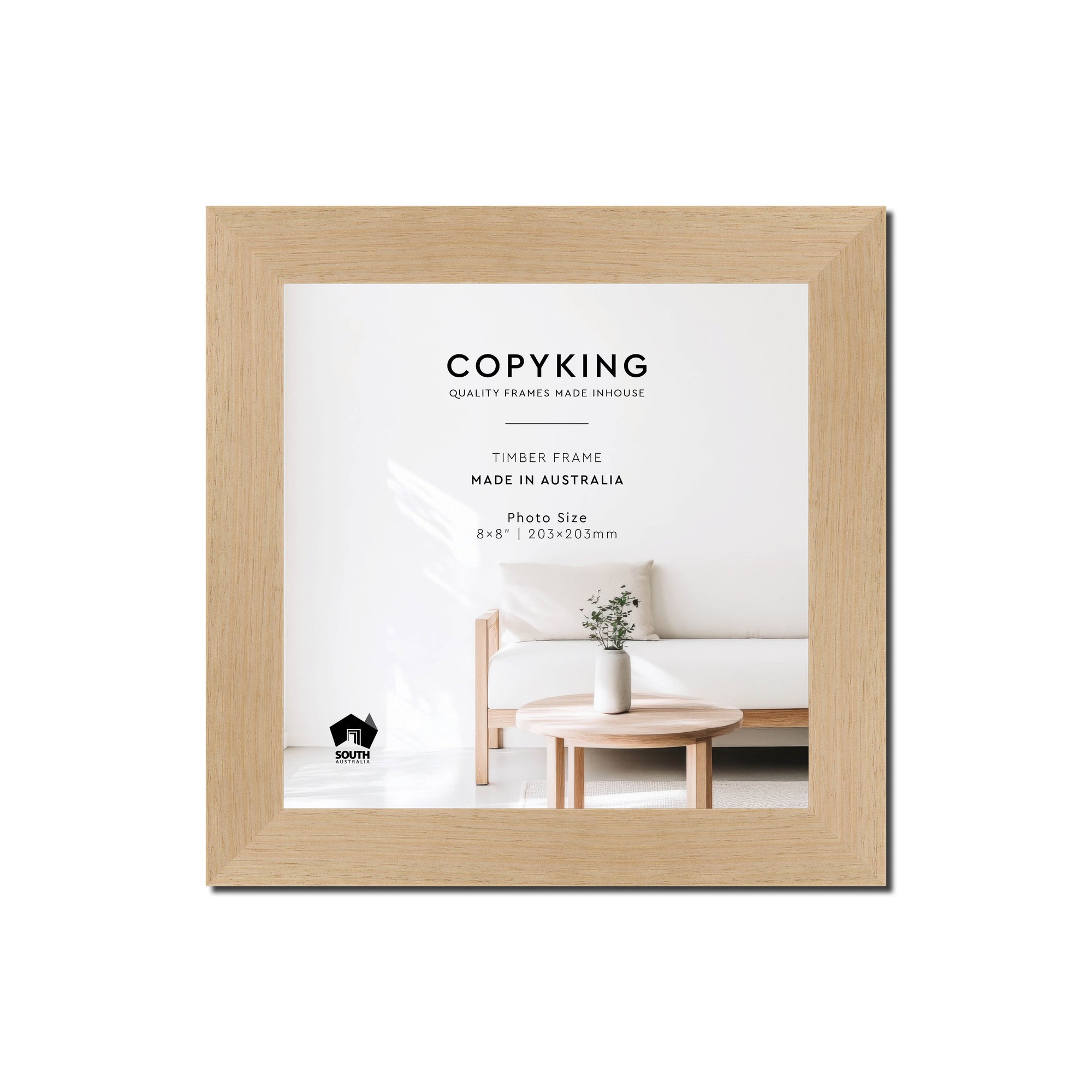 Australian Oak 30mm Wood Square Photo Frame - 8" x 8" (203mm x 203mm)