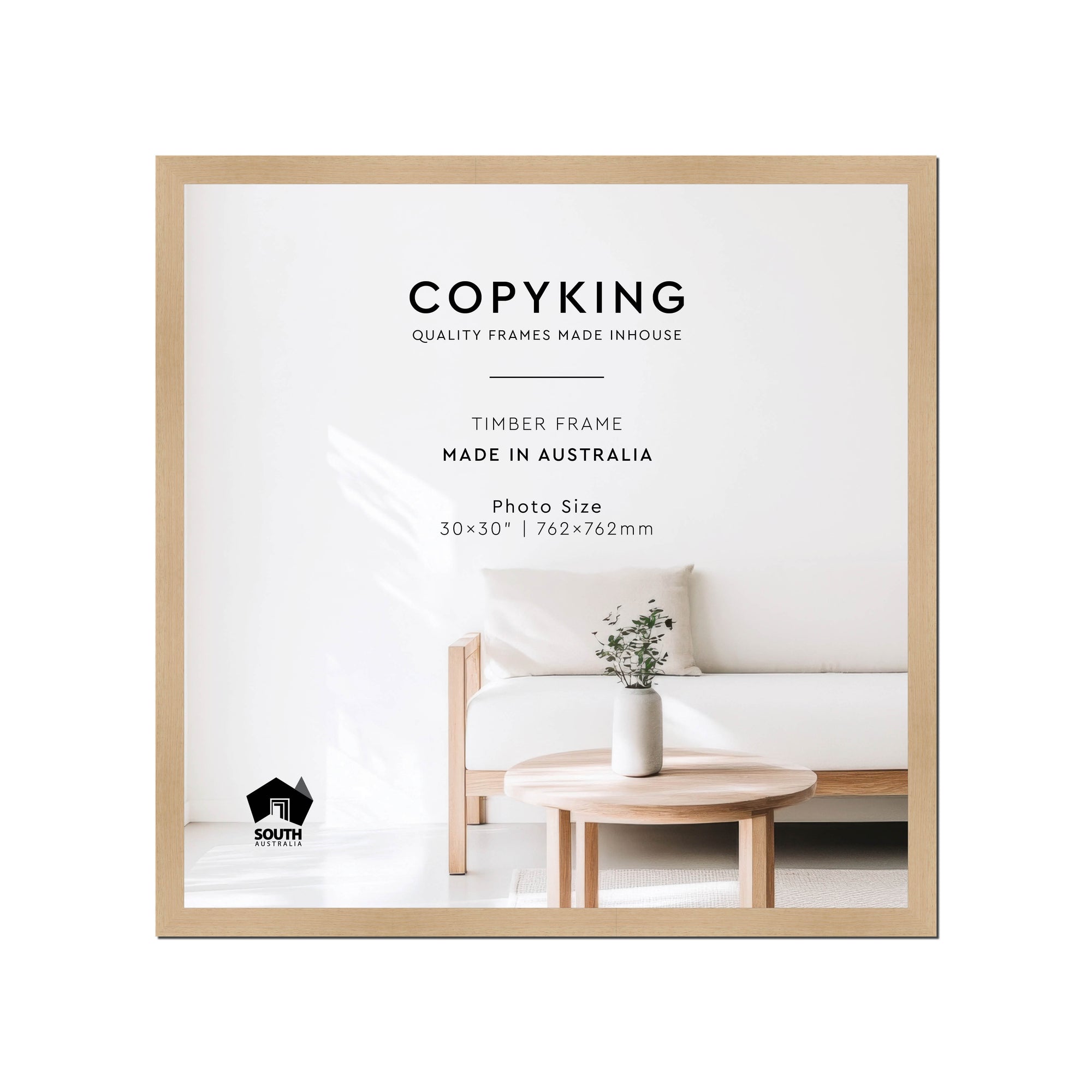 Australian Oak 30mm Wood Square Photo Frame - 30" x 30" (762mm x 762mm)