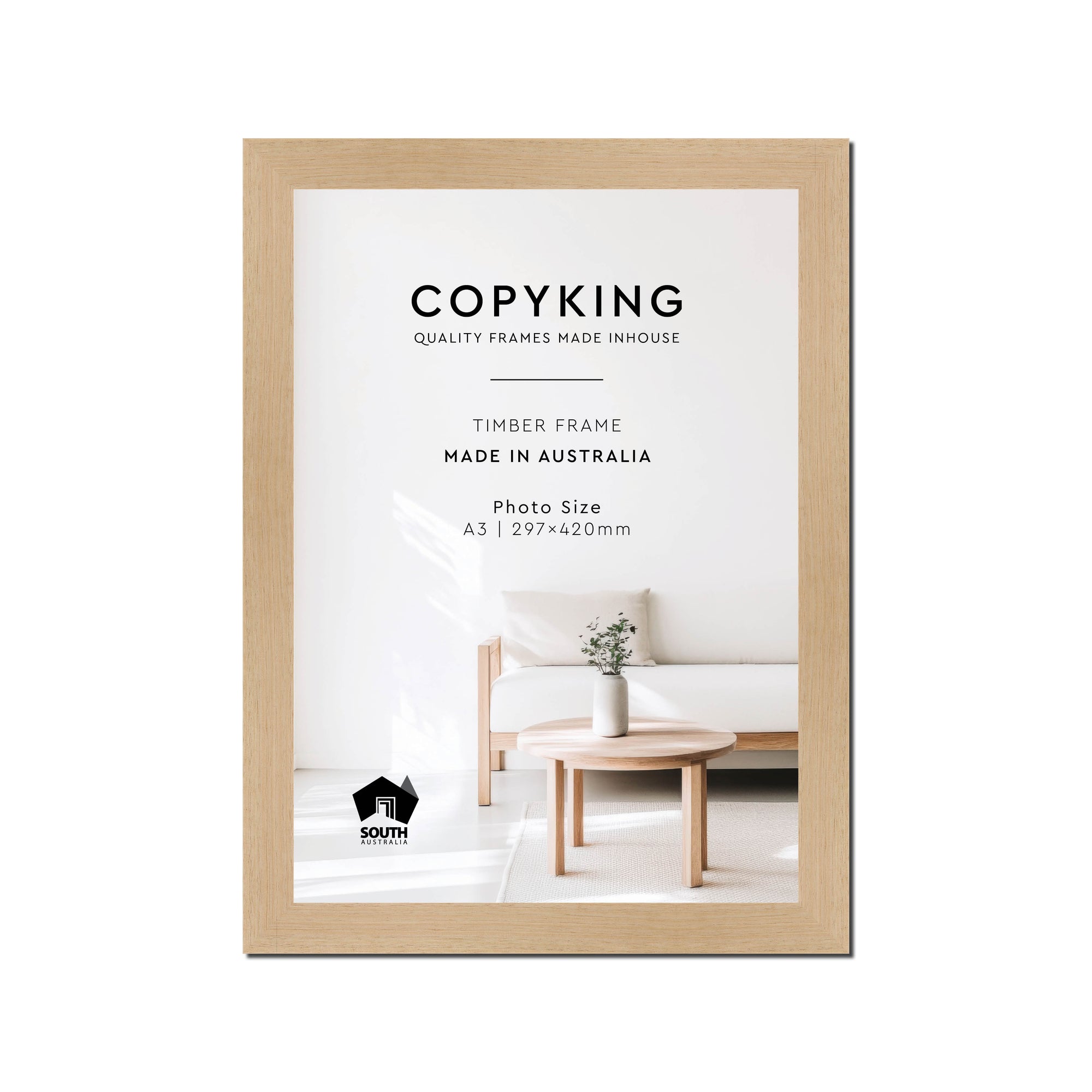 Australian Oak 30mm Wood Poster Frame - A3 (297mm x 420mm)