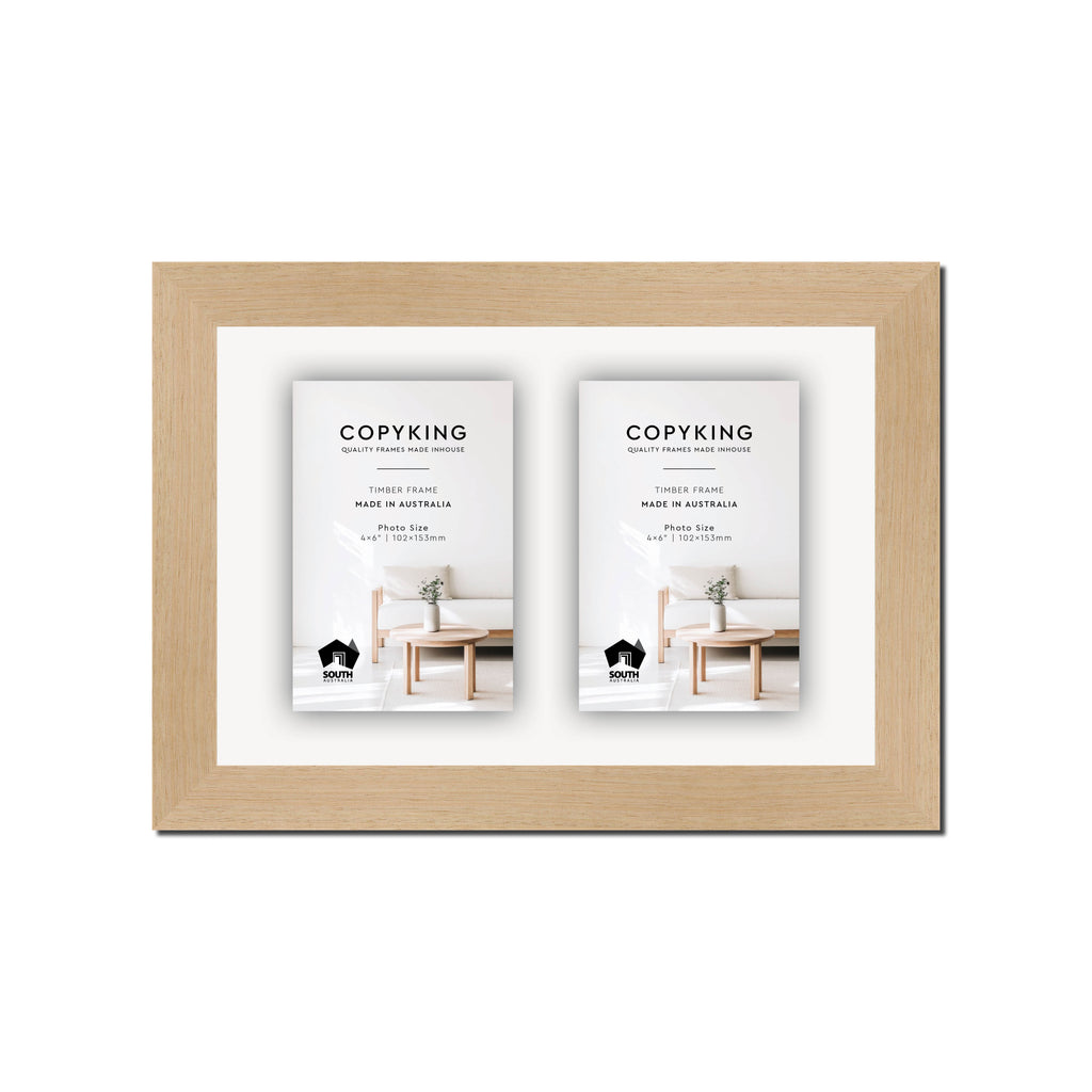 Australian Oak 30mm Wood Collage Photo Frame - 8" x 12" - 2 Photos (4" x 6")