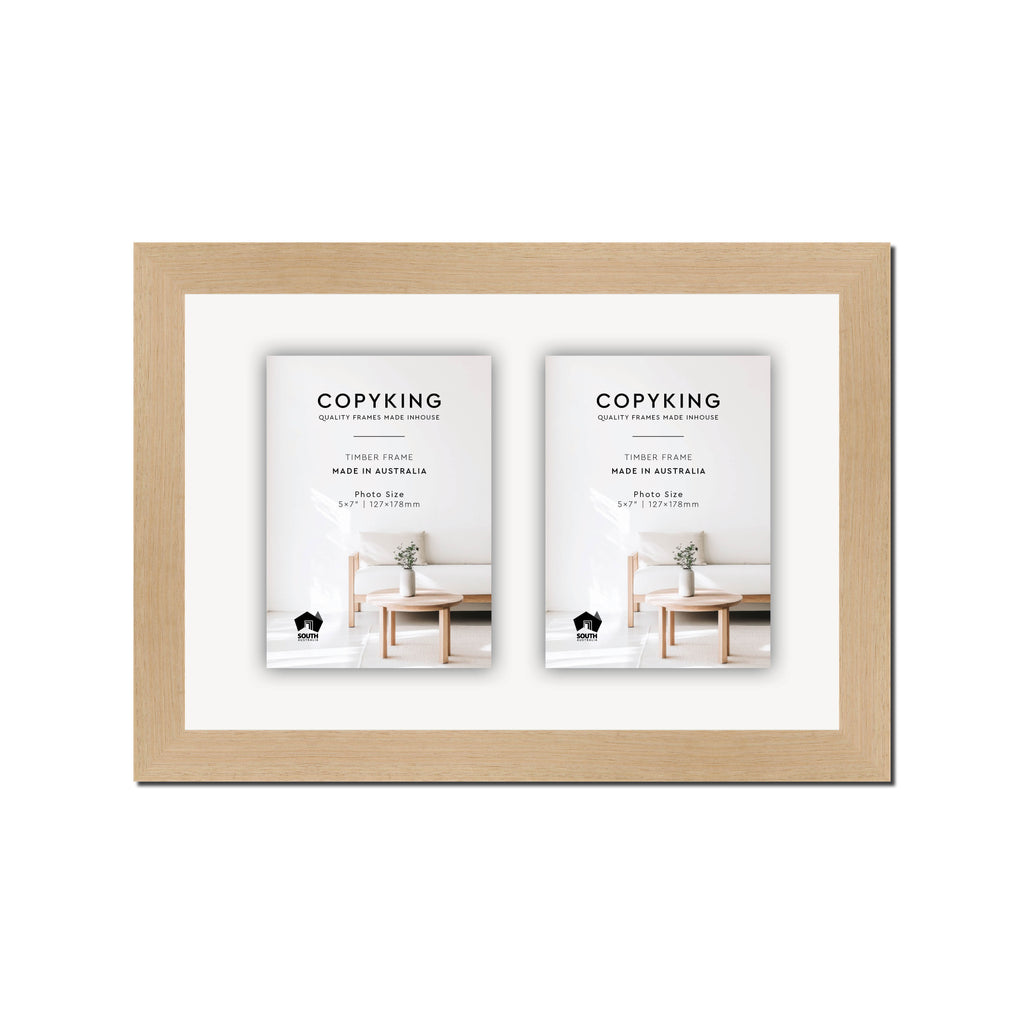 Australian Oak 30mm Wood Collage Photo Frame - 10" x 15" - 2 Photos (5" x 7")