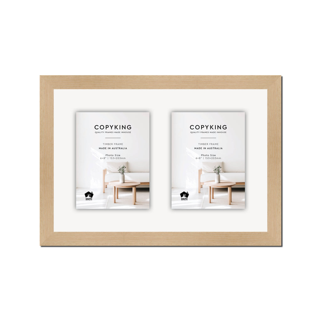 Australian Oak 30mm Wood Collage Photo Frame - 12" x 18" - 2 Photos (6" x 8")