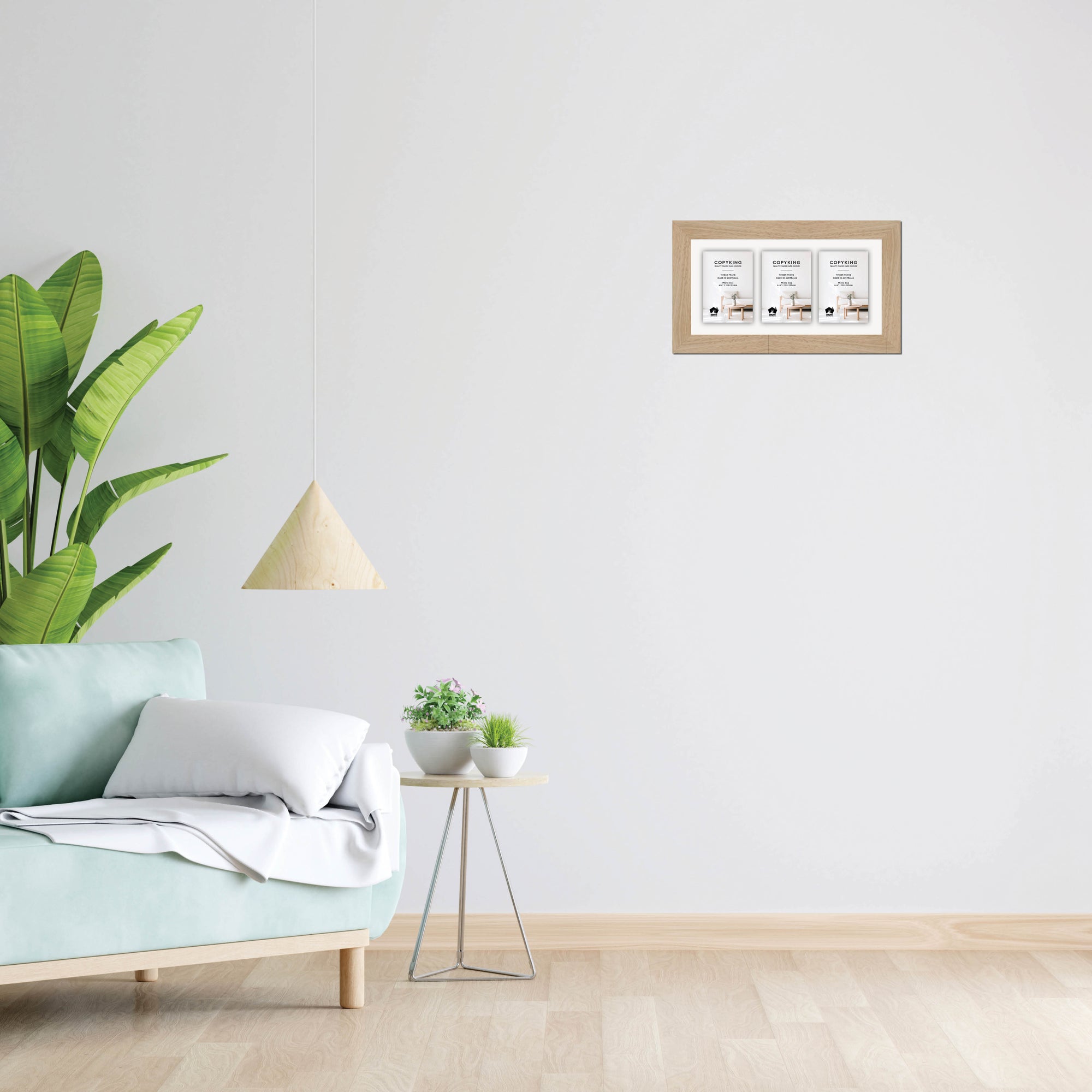 Australian Oak 40mm Wood Collage Photo Frame - 8" x 16" - 3 Photos (4" x 6")