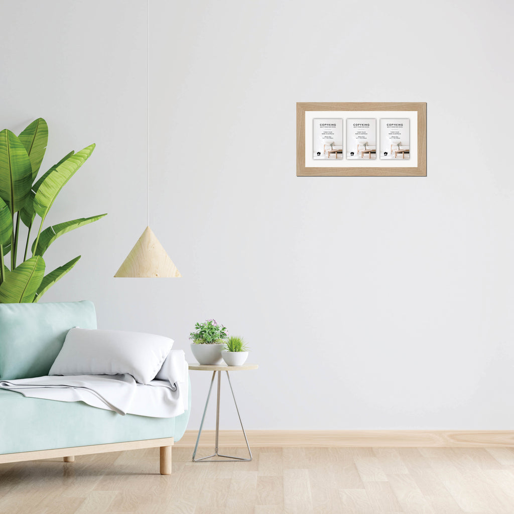 Australian Oak 40mm Wood Collage Photo Frame - 10" x 20" - 3 Photos (5" x 7")