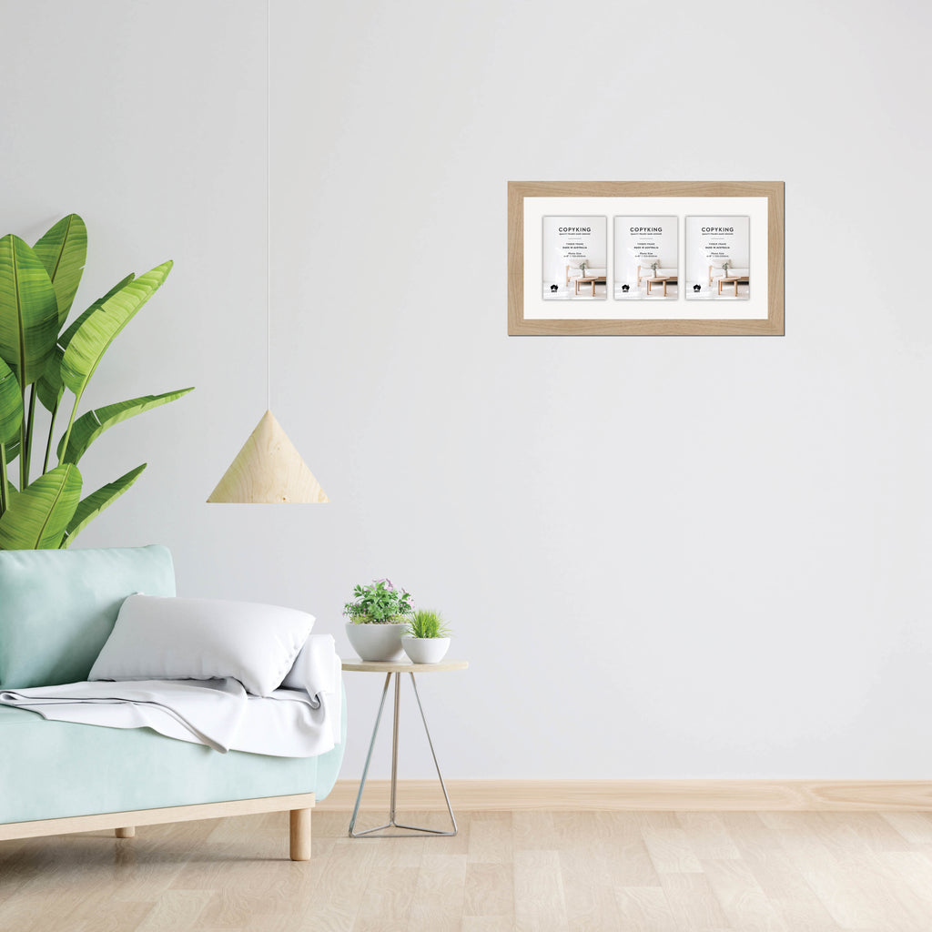 Australian Oak 40mm Wood Collage Photo Frame - 12" x 24" - 3 Photos (6" x 8")