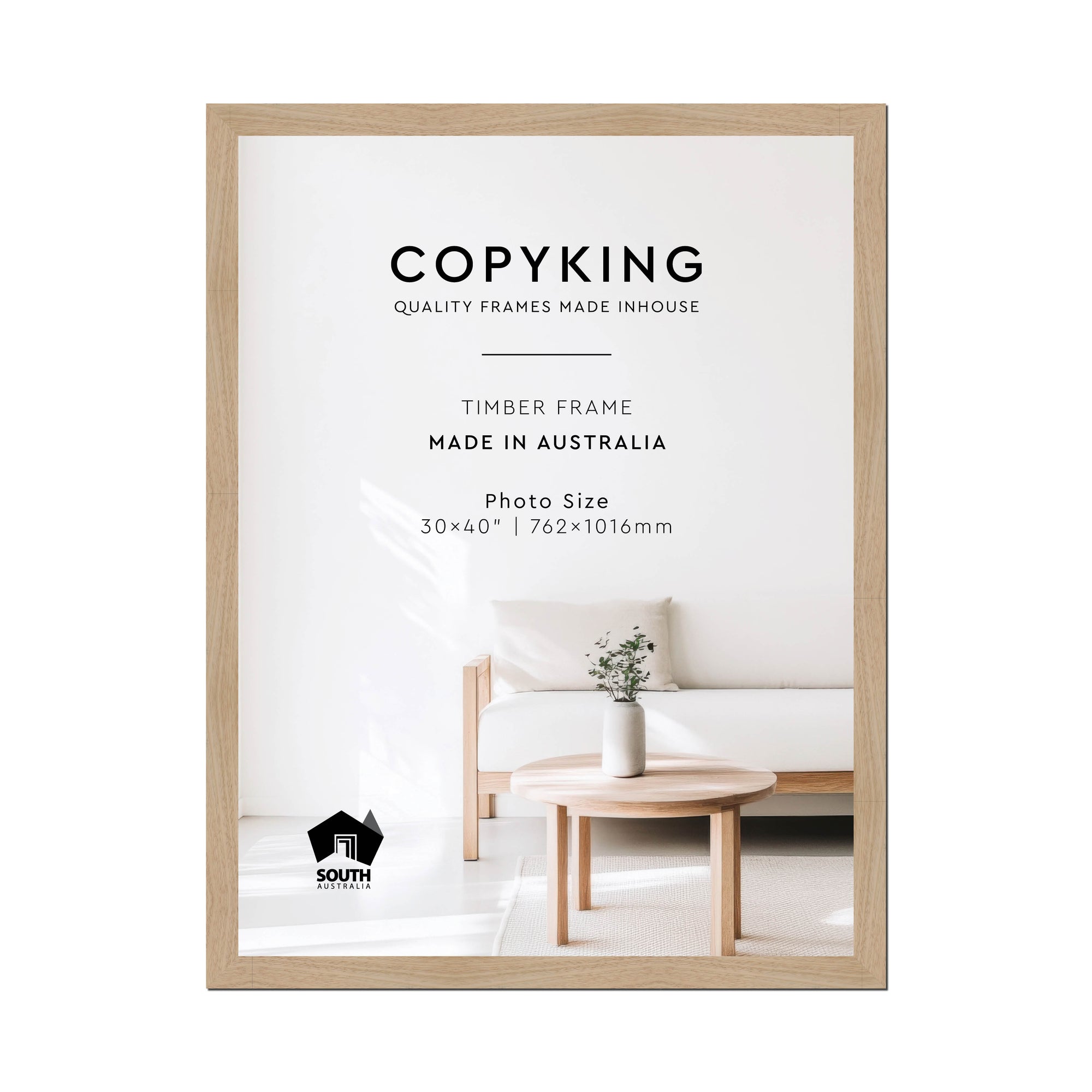 Australian Oak 40mm Wood Photo Frame - 30" x 40" (762mm x 1016mm)