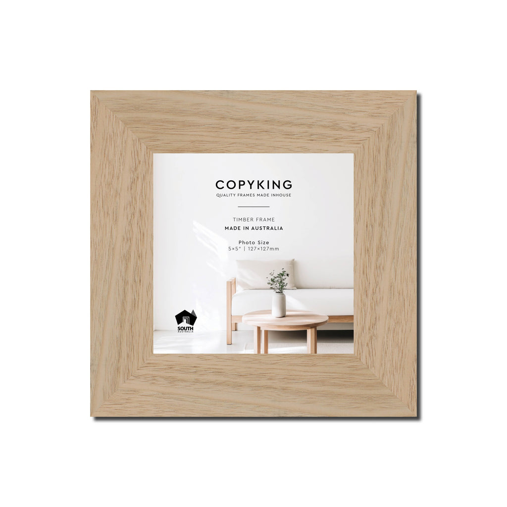 Australian Oak 40mm Wood Square Photo Frame - 5" x 5" (127mm x 127mm)