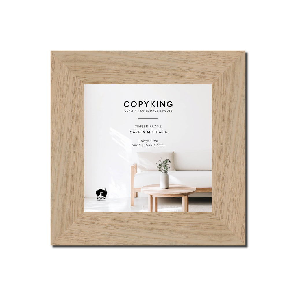 Australian Oak 40mm Wood Square Photo Frame - 6" x 6" (153mm x 153mm)