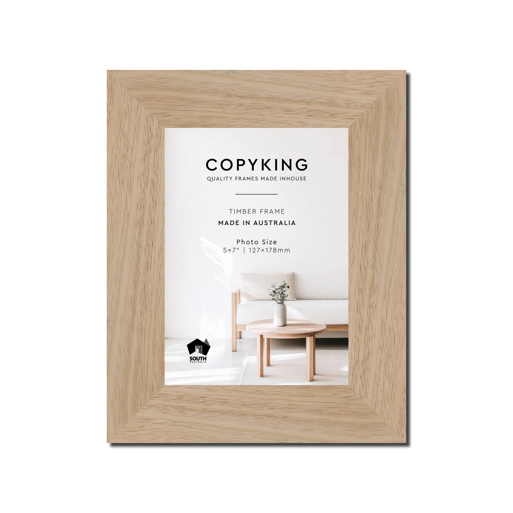 Australian Oak 40mm Wood Photo Frame - 5" x 7" (127mm x 178mm)