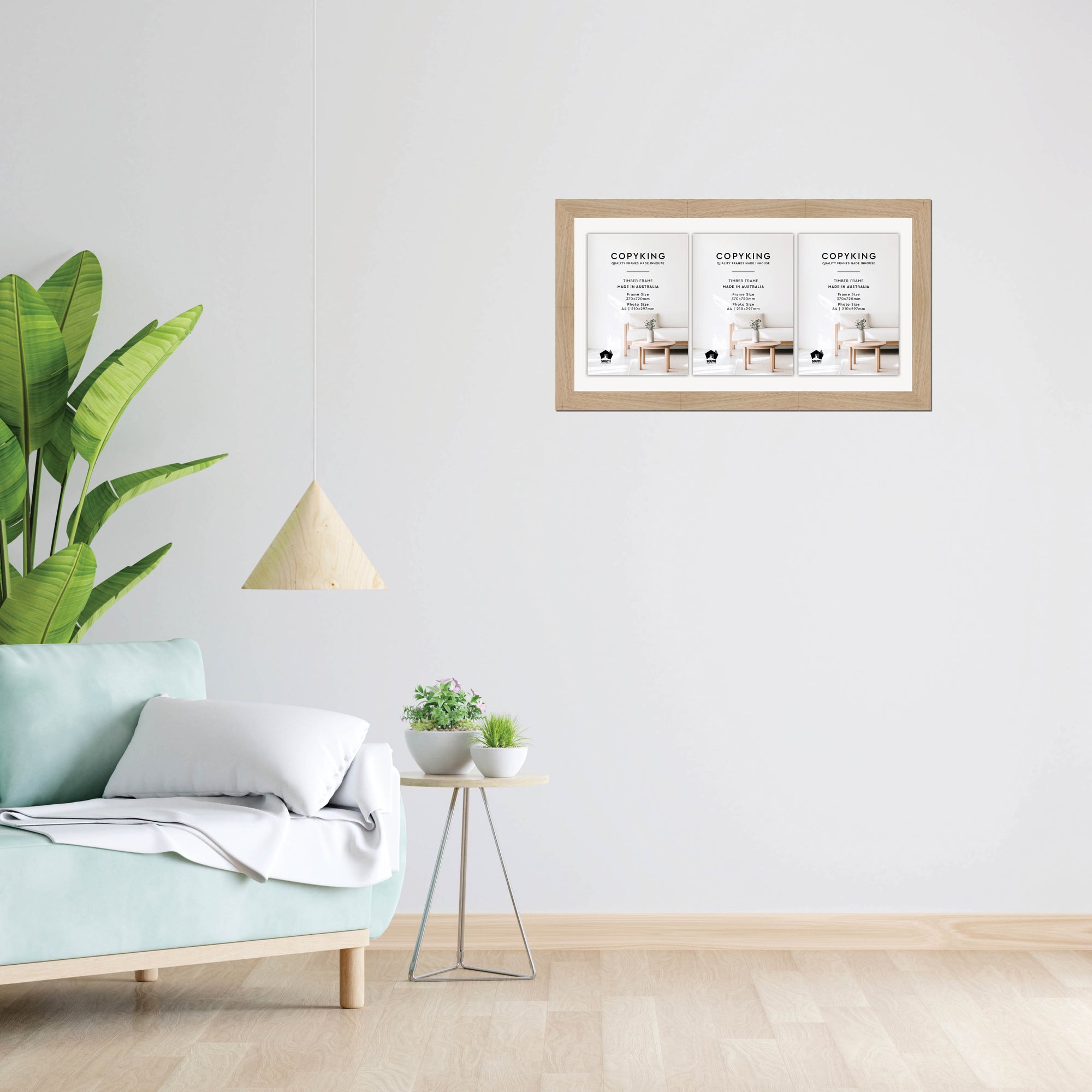 Australian Oak 40mm Wood Certificate Frame - 370mm x 720mm - 3 Certificates (A4)