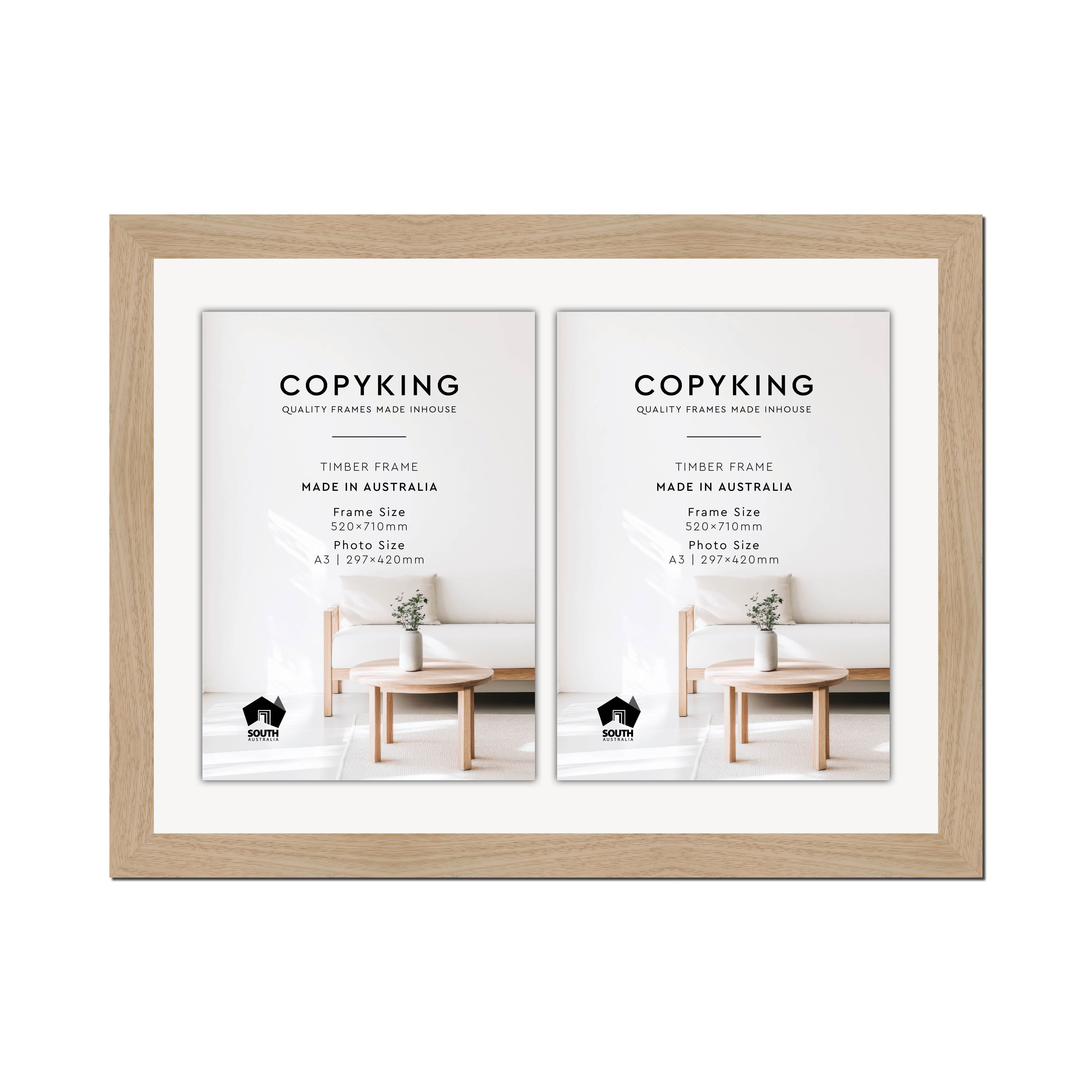 Australian Oak 40mm Wood Certificate Frame - 520mm x 710mm - 2 Certifi ...
