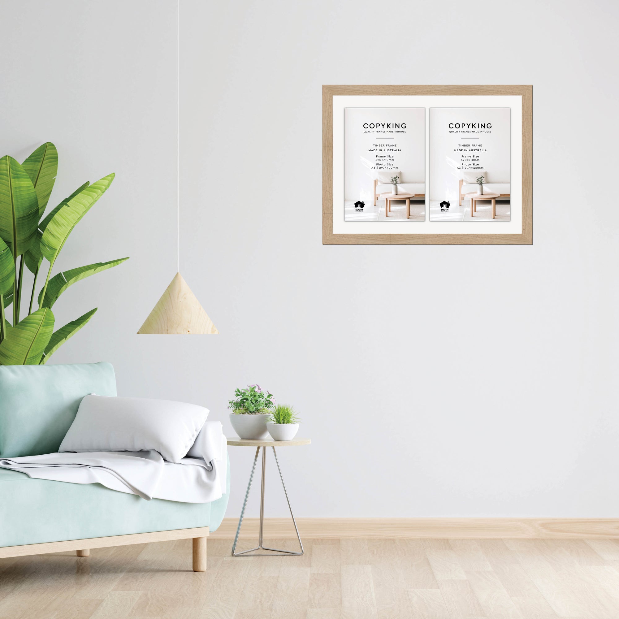 Australian Oak 40mm Wood Certificate Frame - 520mm x 710mm - 2 Certificates (A3)