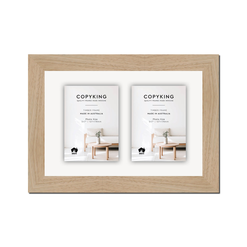 Australian Oak 40mm Wood Collage Photo Frame - 10" x 15" - 2 Photos (5" x 7")