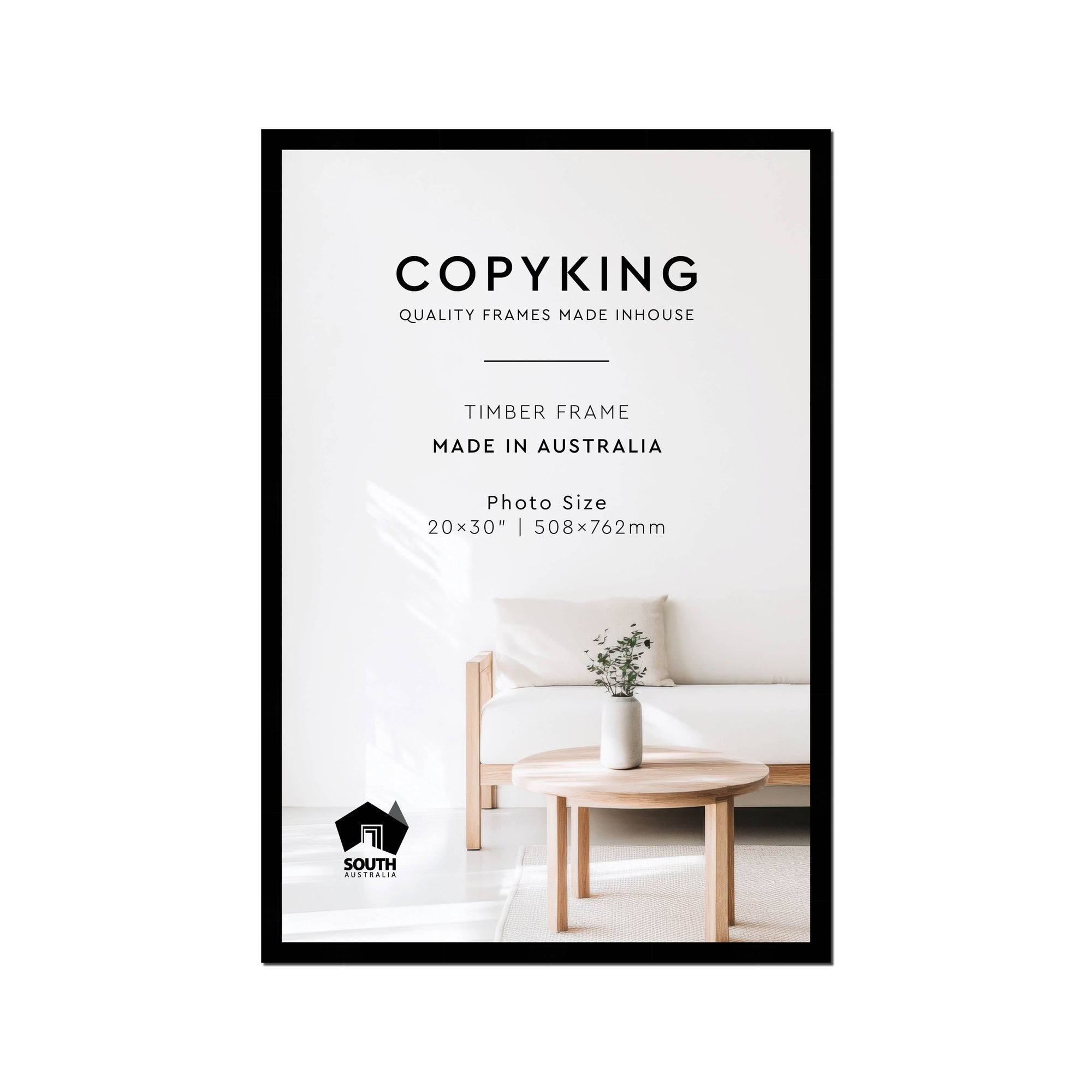 Black 20mm Wood Photo Frame - 20" x 30" (508mm x 762mm)