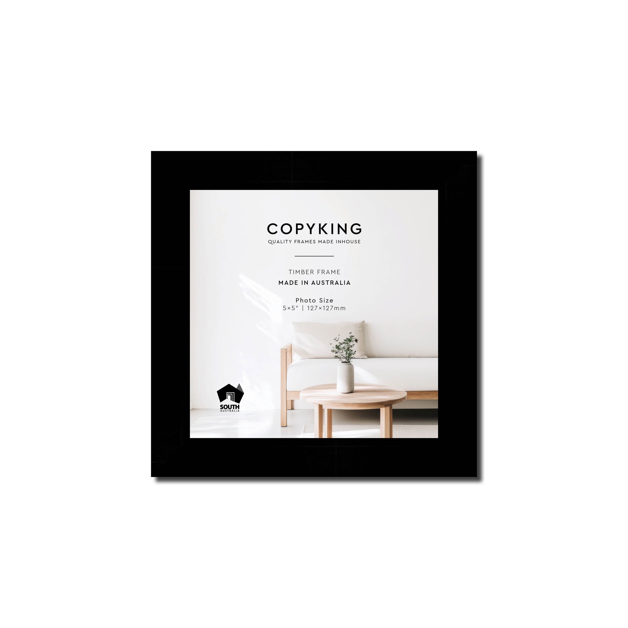 Black 20mm Wood Square Photo Frame - 5" x 5" (127mm x 127mm)
