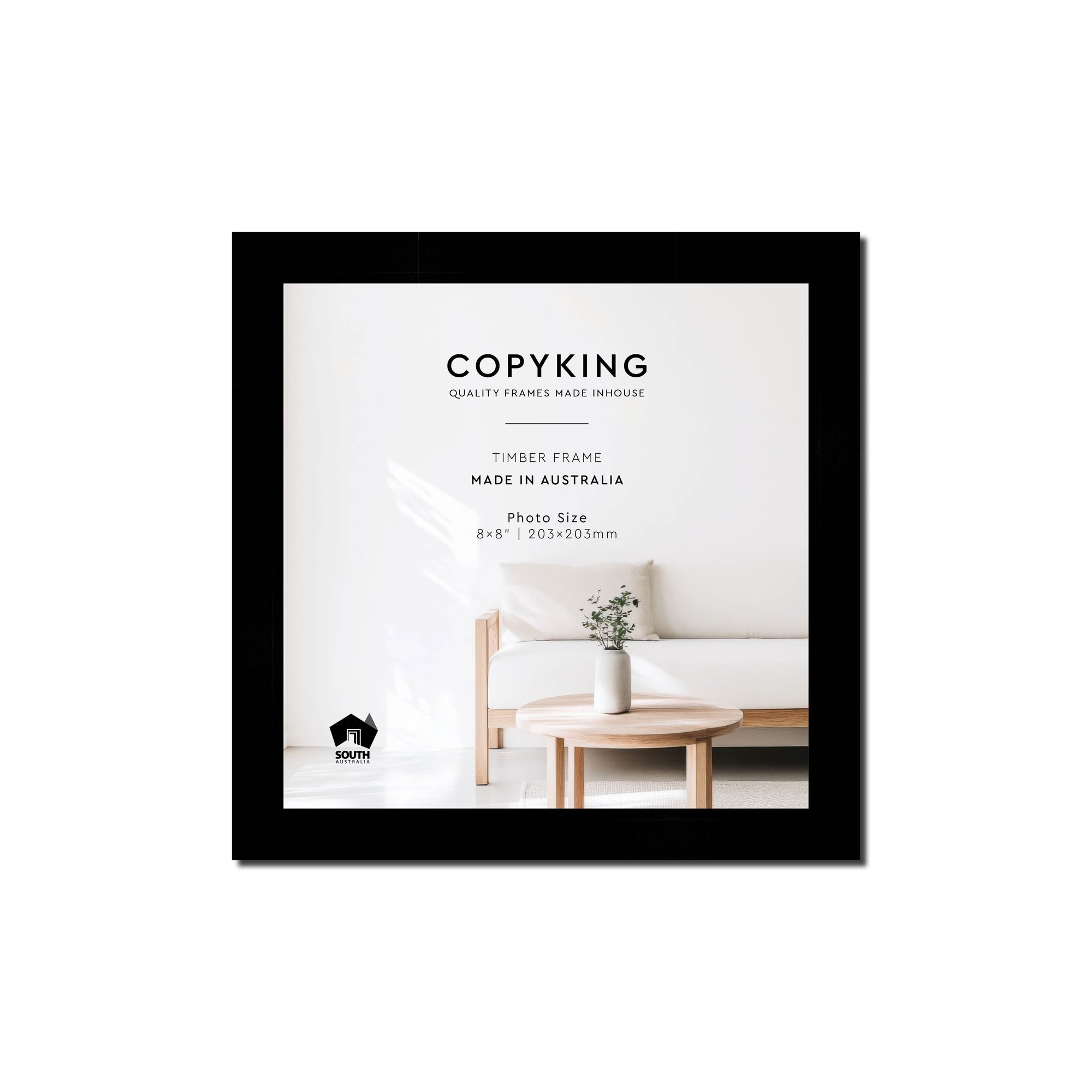 Black 20mm Wood Square Photo Frame - 8" x 8" (203mm x 203mm)