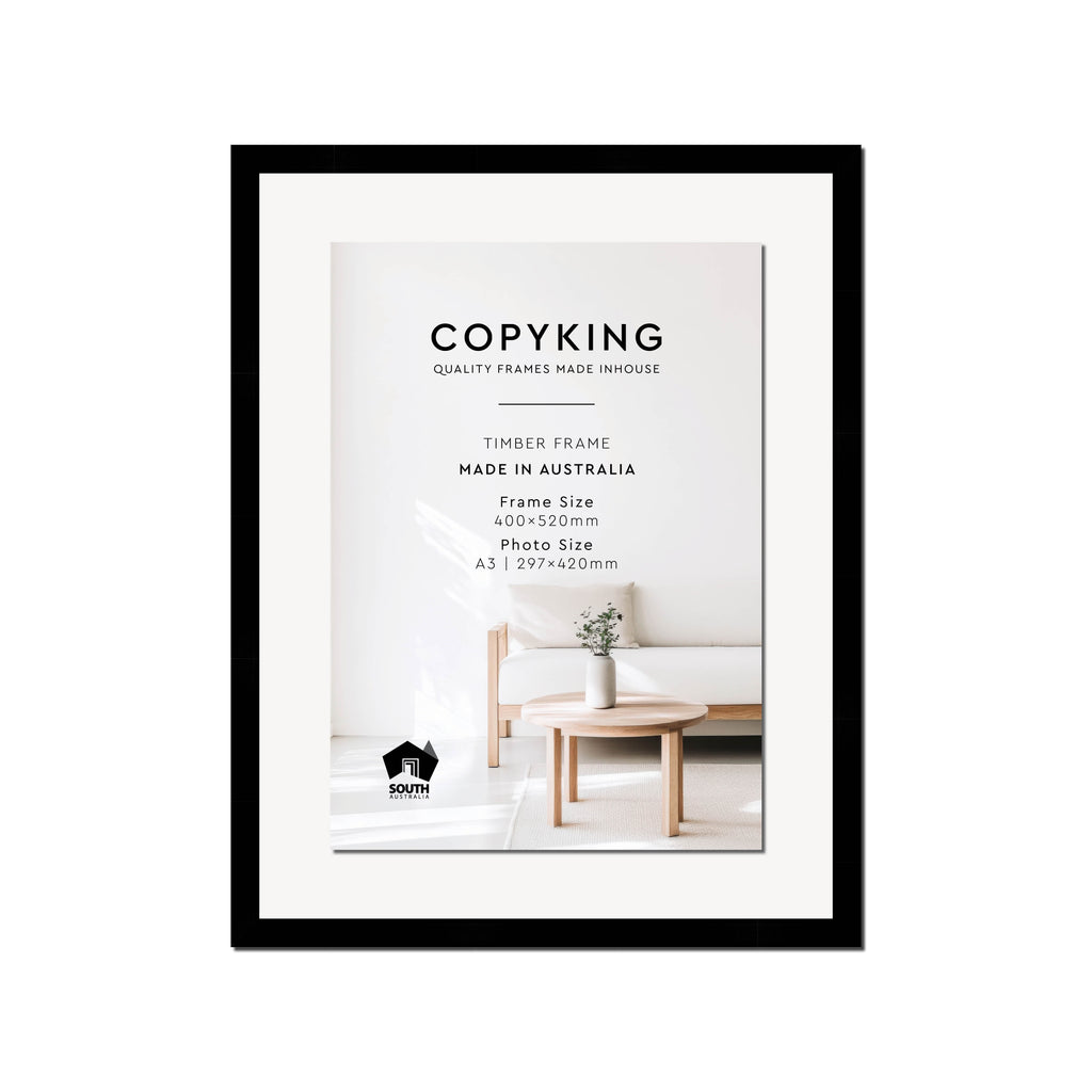 Black 20mm Wood Certificate Frame - 400mm x 520mm - 1 Certificates (A3)