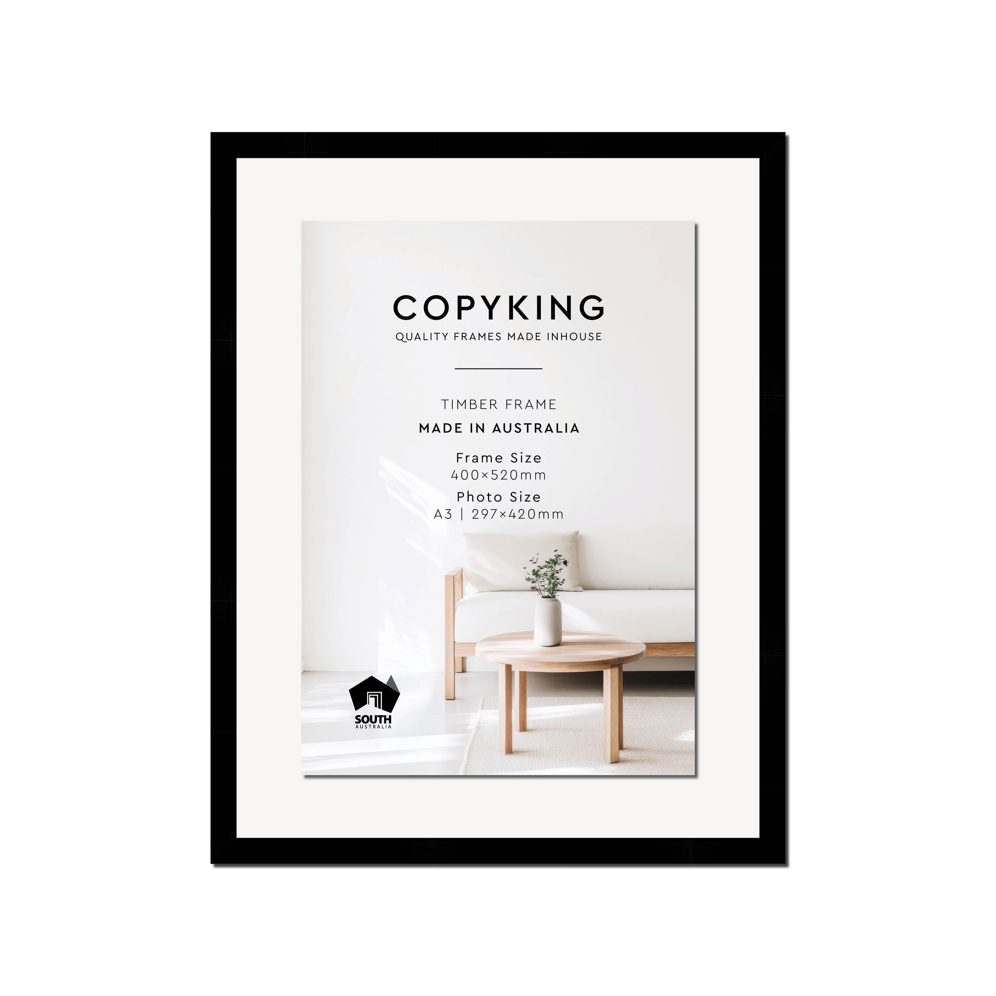 Black 20mm Wood Certificate Frame - 400mm x 520mm - 1 Certificates (A3)