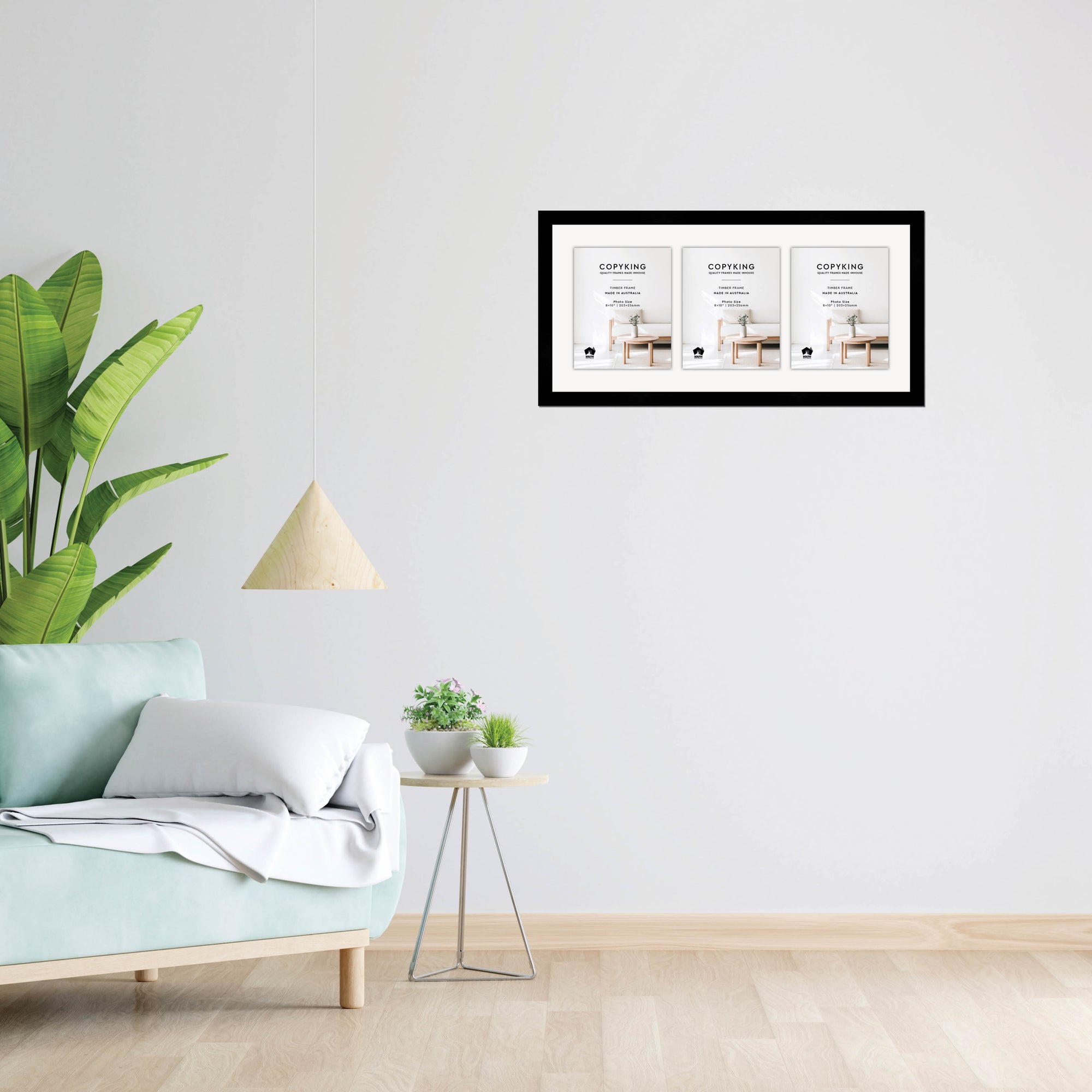 Black 30mm  Wood Collage Photo Frame - 14" x 30" - 3 Photos (8" x 10")