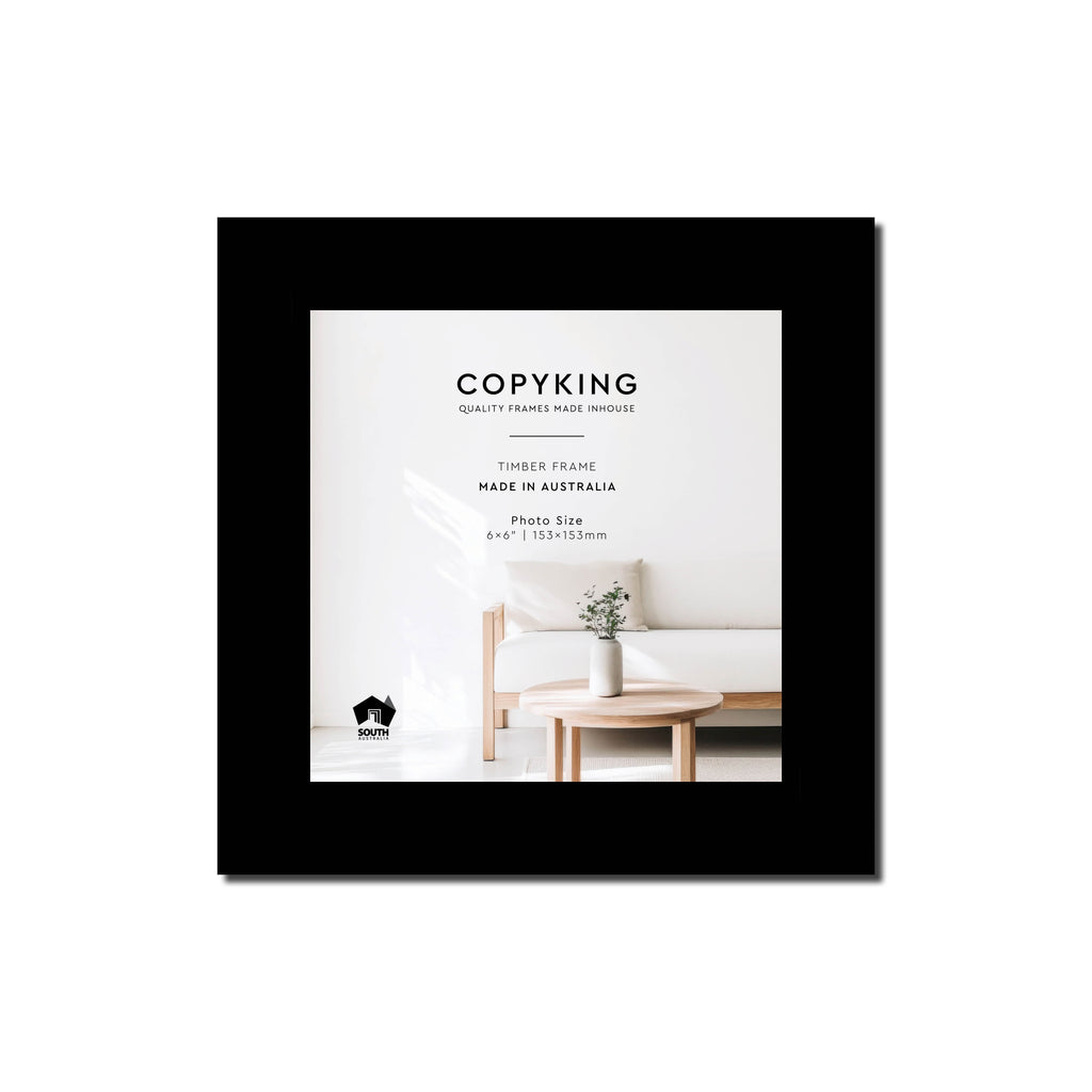 Black 30mm  Wood Square Photo Frame - 6" x 6" (153mm x 153mm)