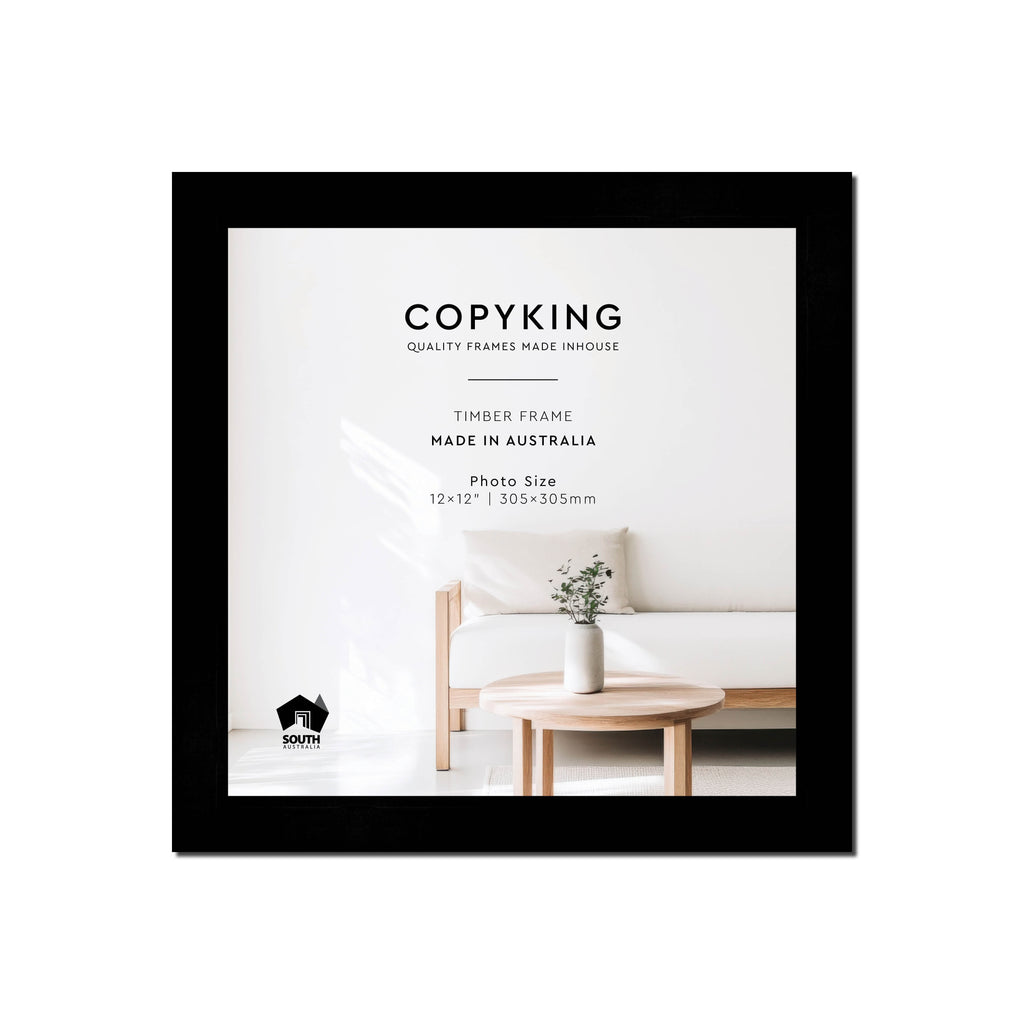 Black 30mm  Wood Square Photo Frame - 12" x 12" (305mm x 305mm)