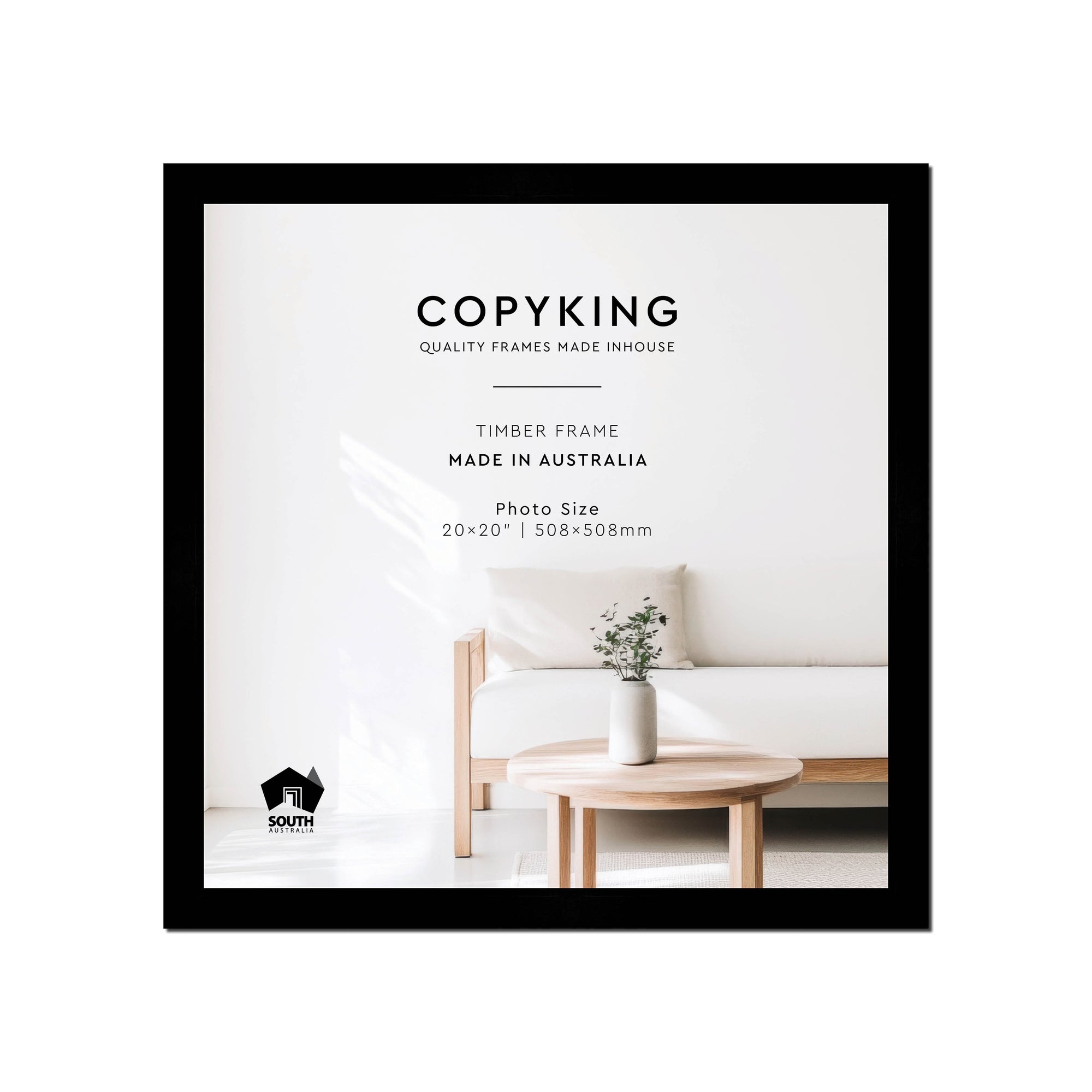 Black 30mm  Wood Square Photo Frame - 20" x 20" (508mm x 508mm)