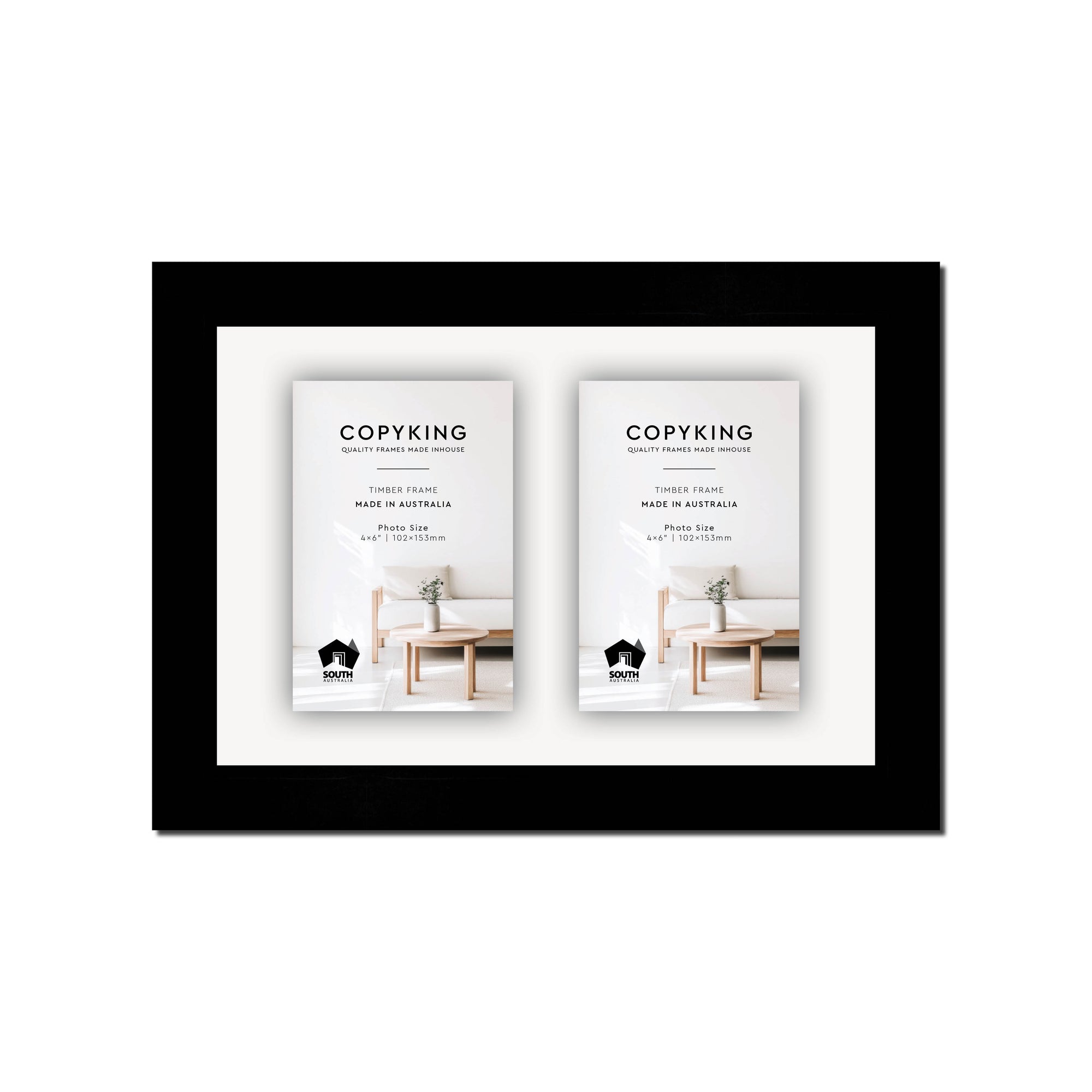 Black 30mm  Wood Collage Photo Frame - 8" x 12" - 2 Photos (4" x 6")