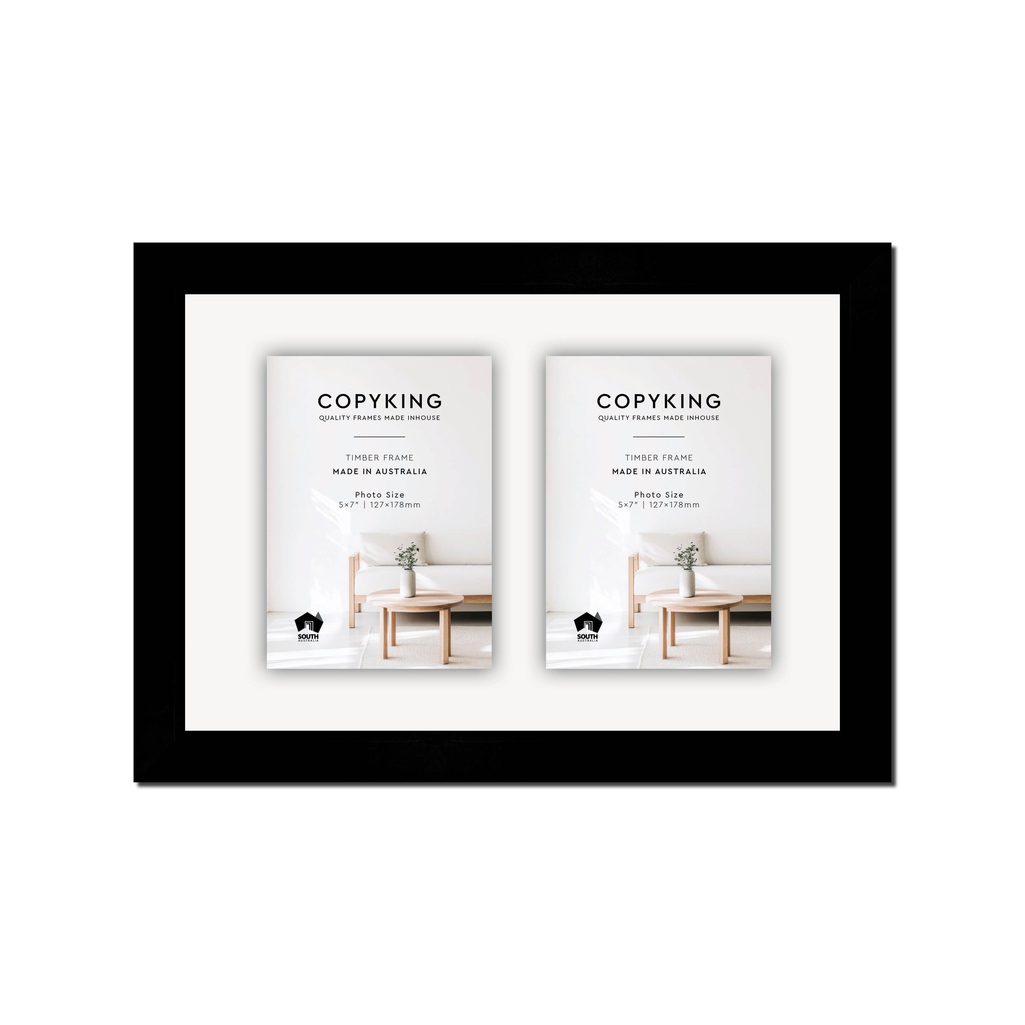 Black 30mm  Wood Collage Photo Frame - 10" x 15" - 2 Photos (5" x 7")