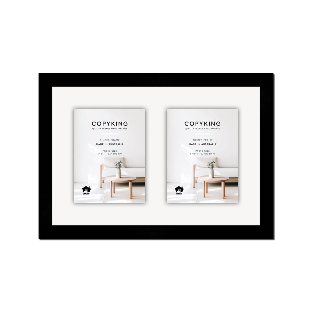 Black 30mm  Wood Collage Photo Frame - 12" x 18" - 2 Photos (6" x 8")