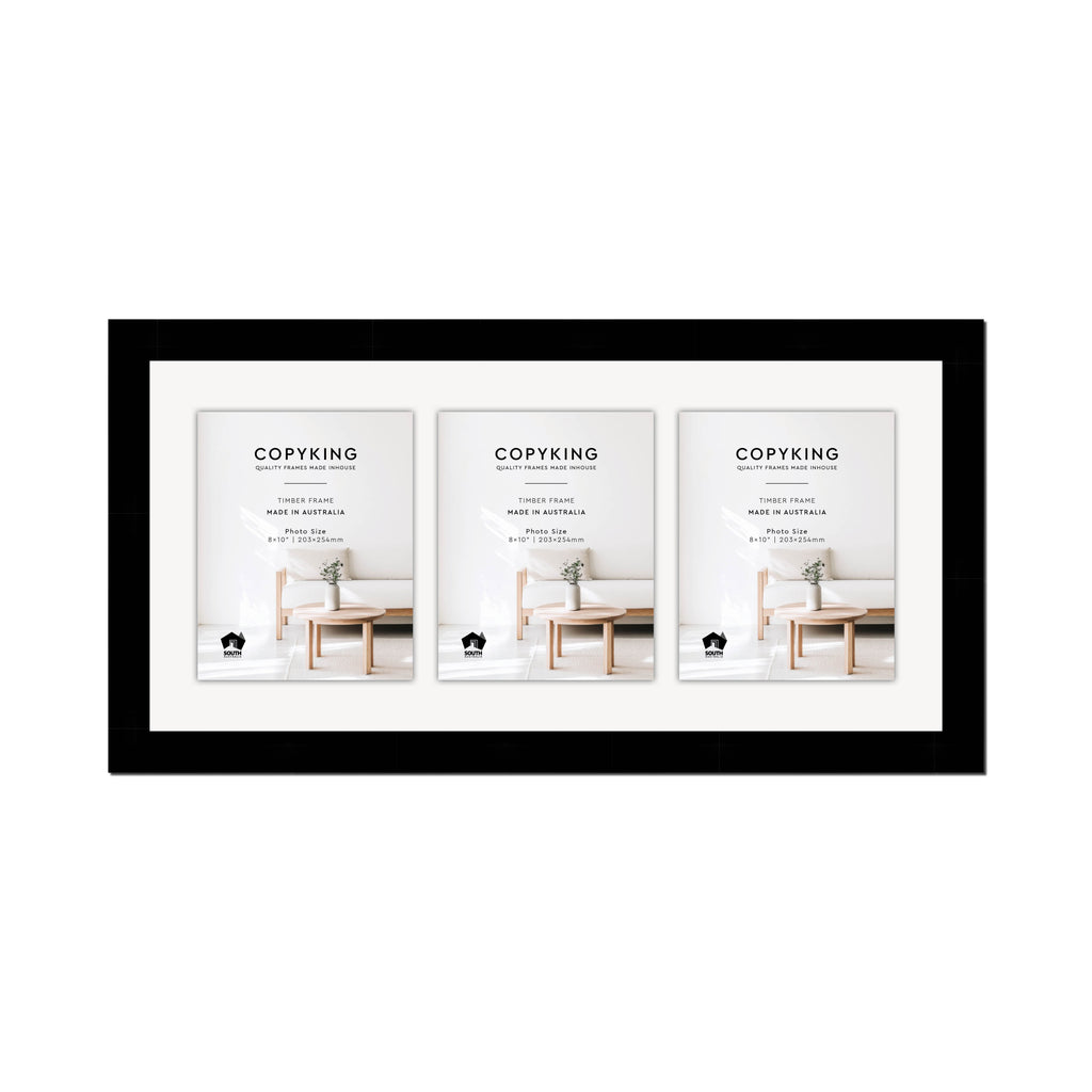 Black 40mm Wood Collage Photo Frame - 14" x 30" - 3 Photos (8" x 10")