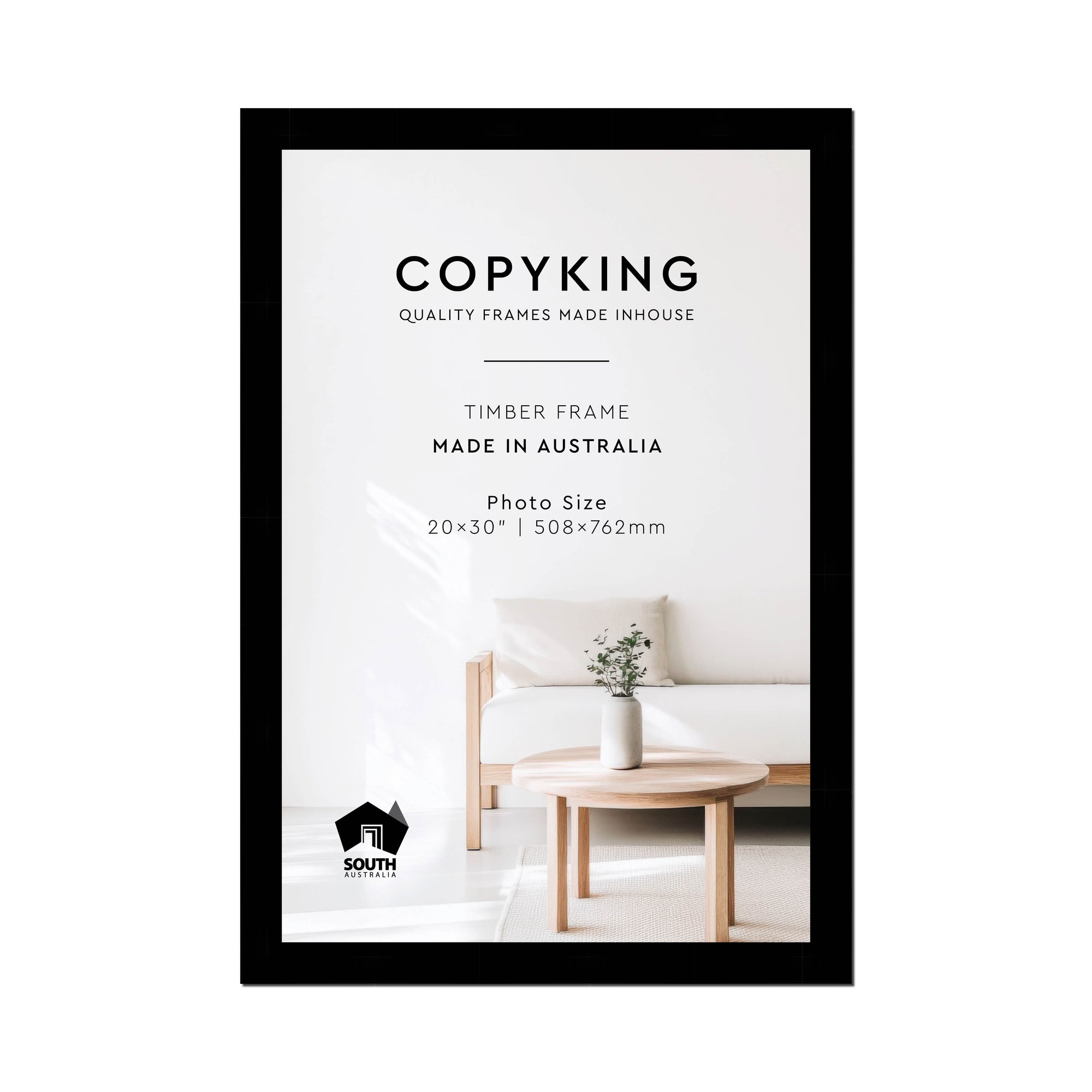 Black 40mm Wood Photo Frame - 20" x 30" (508mm x 762mm)