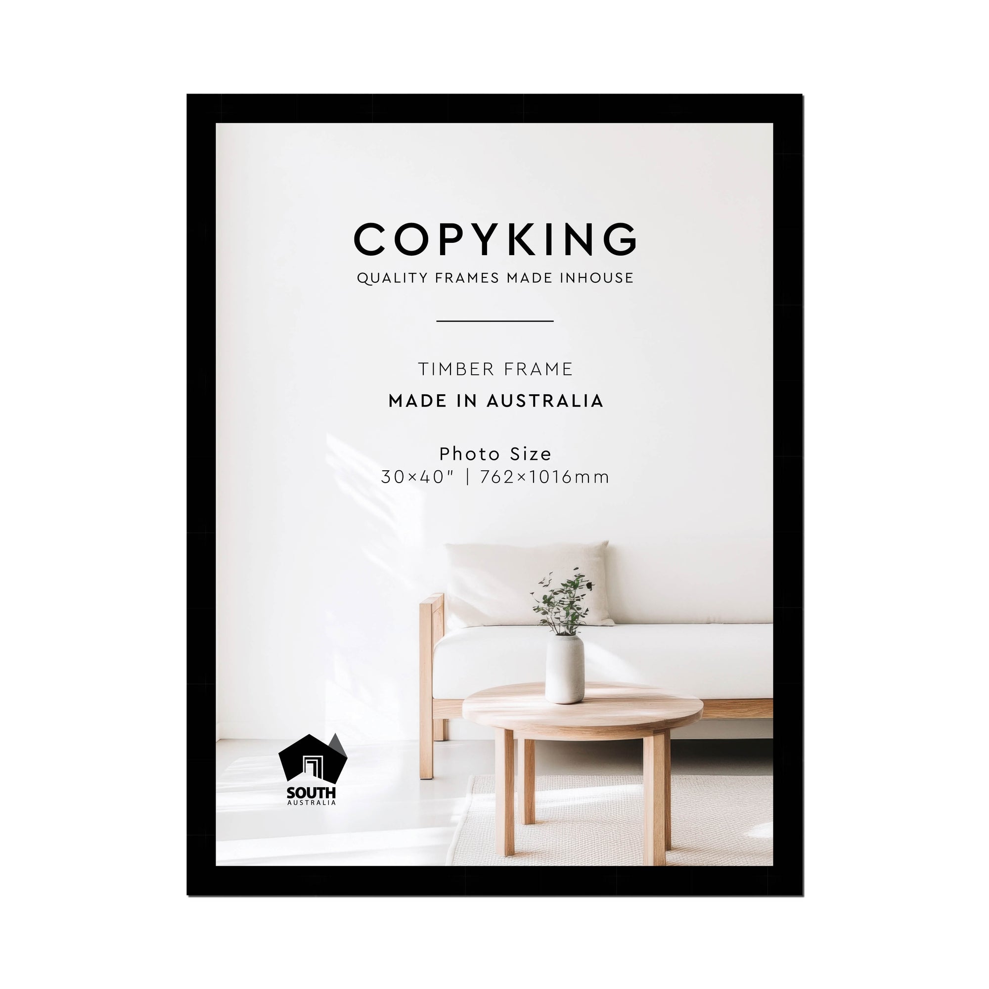Black 40mm Wood Photo Frame - 30" x 40" (762mm x 1016mm)