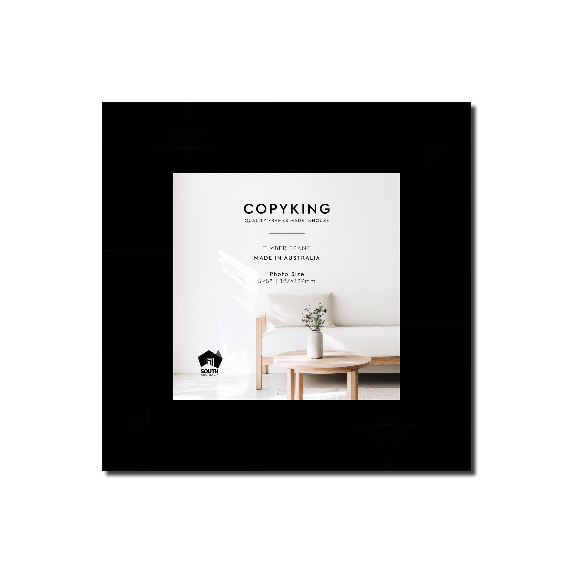 Black 40mm Wood Square Photo Frame - 5" x 5" (127mm x 127mm)