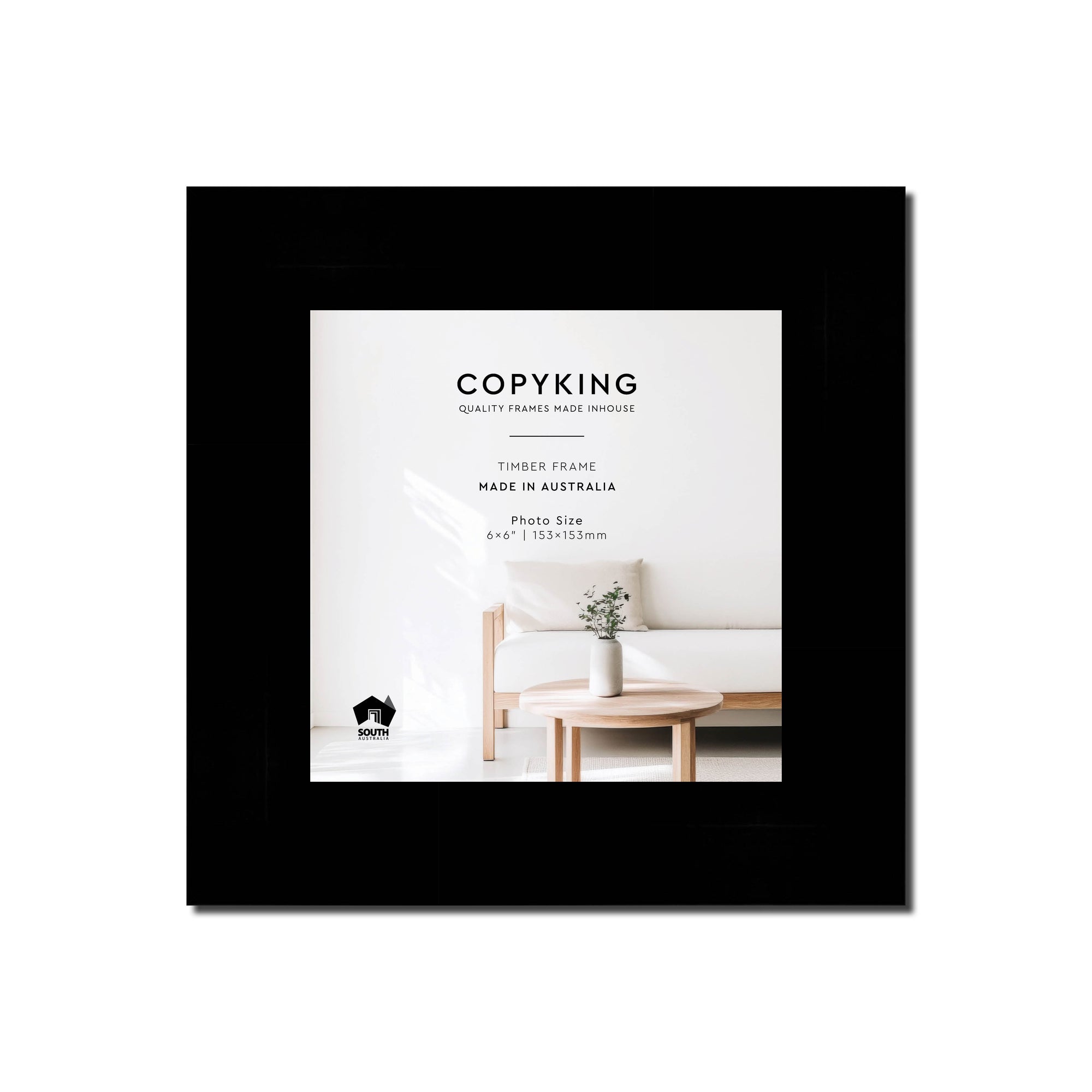Black 40mm Wood Square Photo Frame - 6" x 6" (153mm x 153mm)
