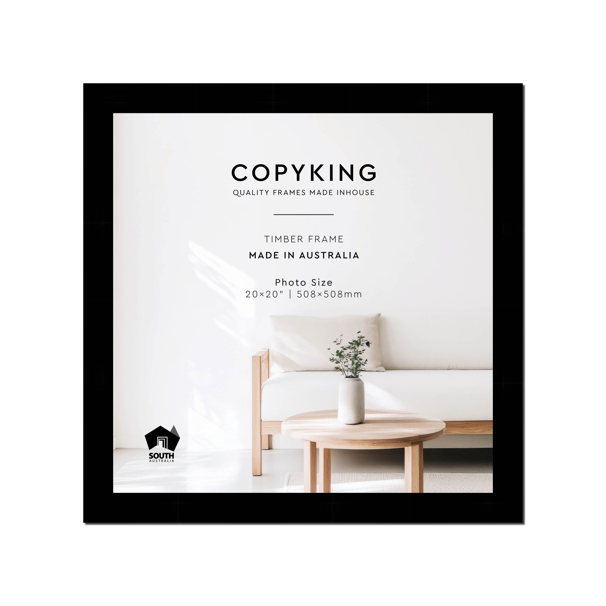 Black 40mm Wood Square Photo Frame - 20" x 20" (508mm x 508mm)