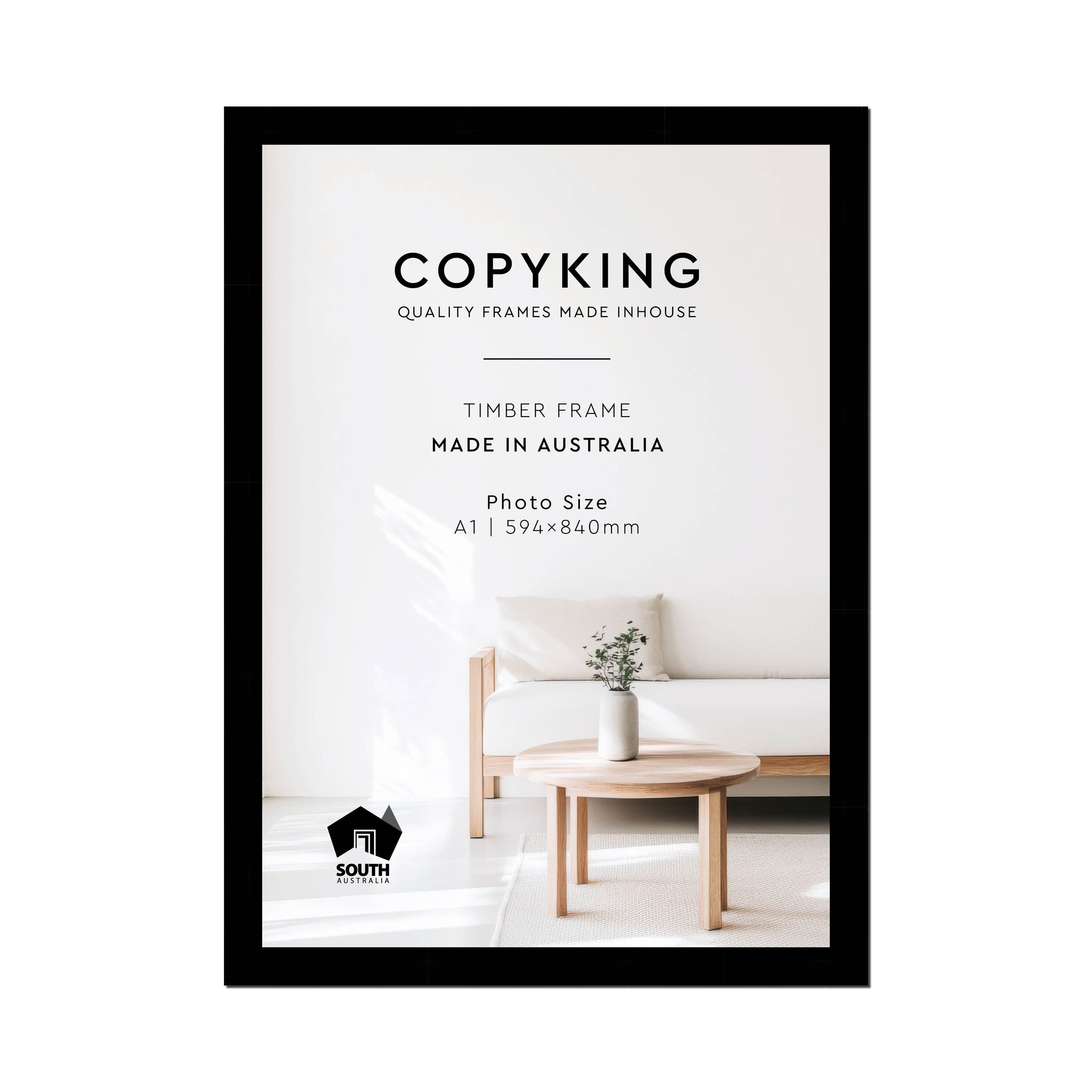 Black 40mm Wood Poster Frame - A1 (594mm x 840mm)